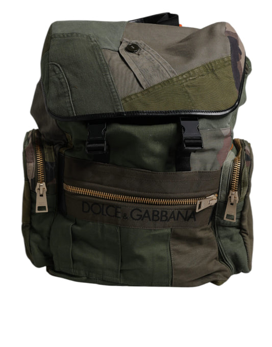 Dolce & Gabbana Military Green Patchwork Travel Backpack Bag Curated Luxury Accessories by Orvyn