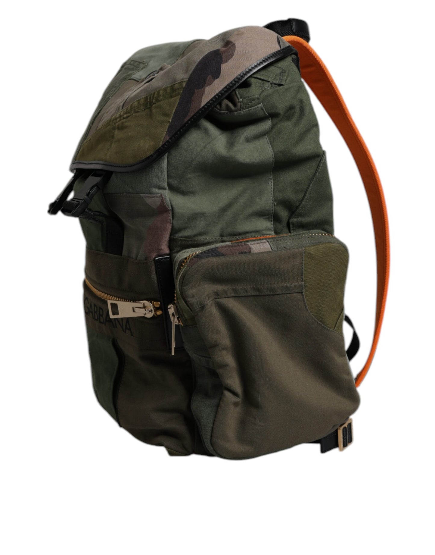 Dolce & Gabbana Military Green Patchwork Travel Backpack Bag Curated Luxury Accessories by Orvyn
