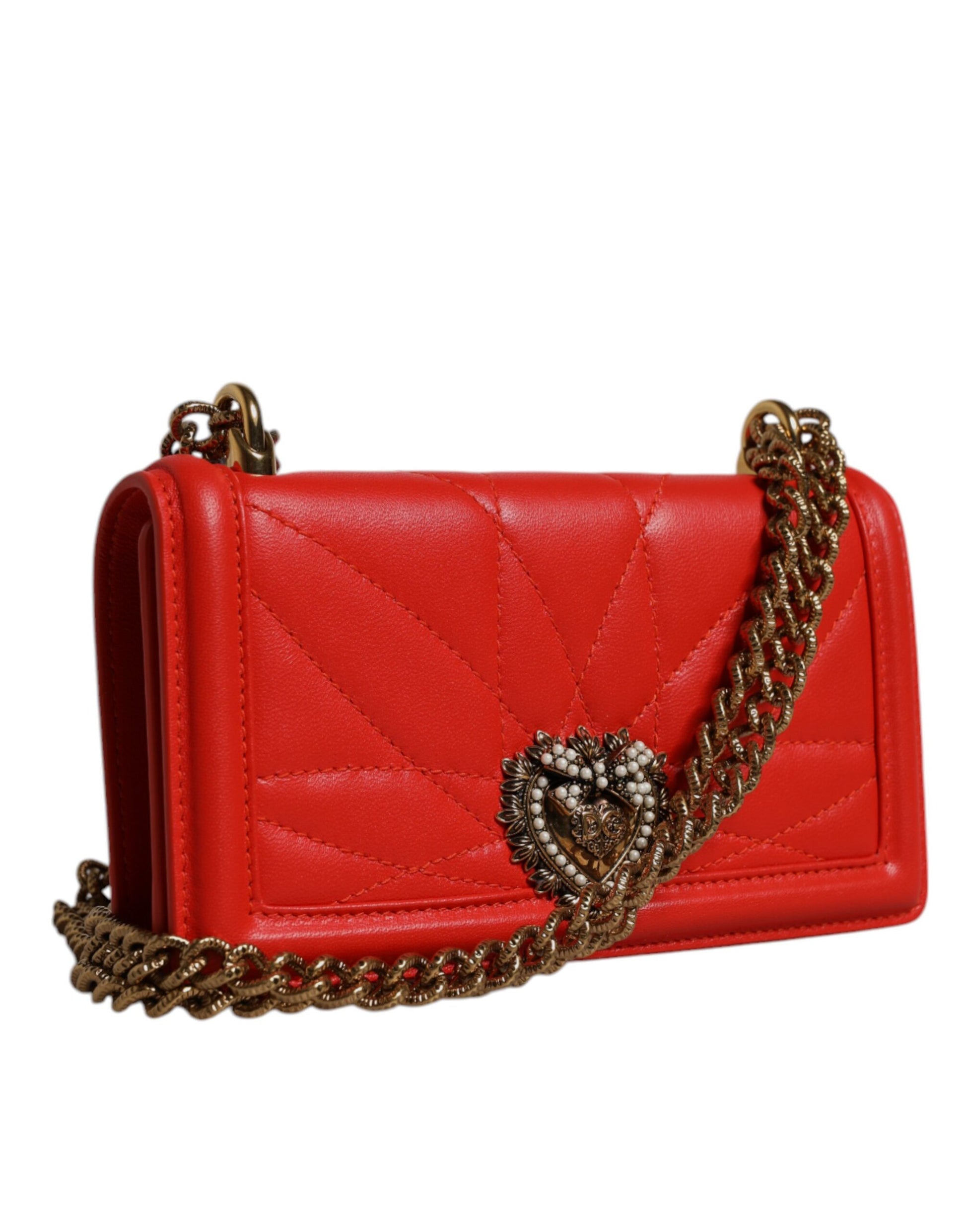 Dolce & Gabbana Red Quilted Devotion Crossbody Chain Phone Cover Bag Curated Luxury Accessories by Orvyn