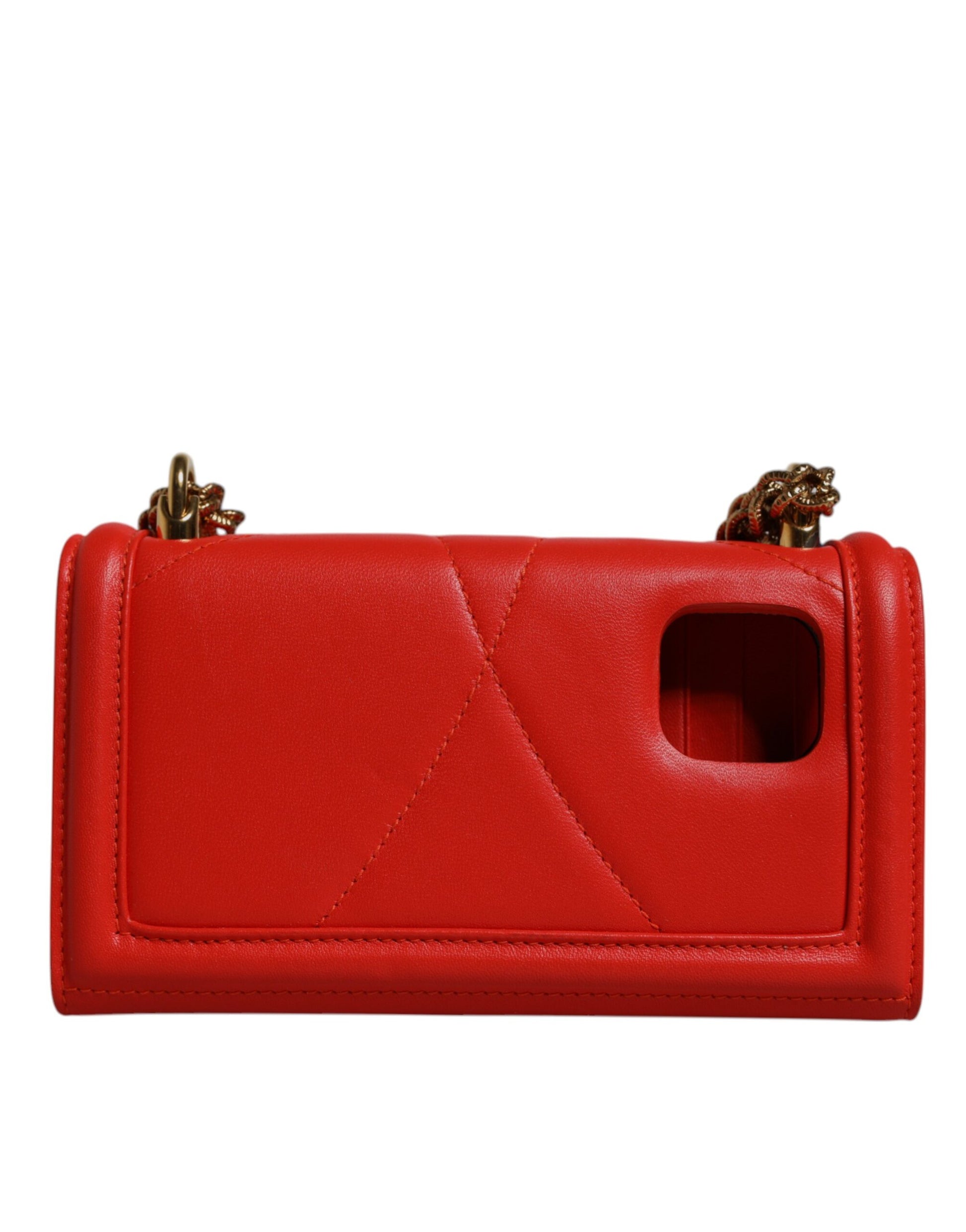 Dolce & Gabbana Red Quilted Devotion Crossbody Chain Phone Cover Bag Curated Luxury Accessories by Orvyn