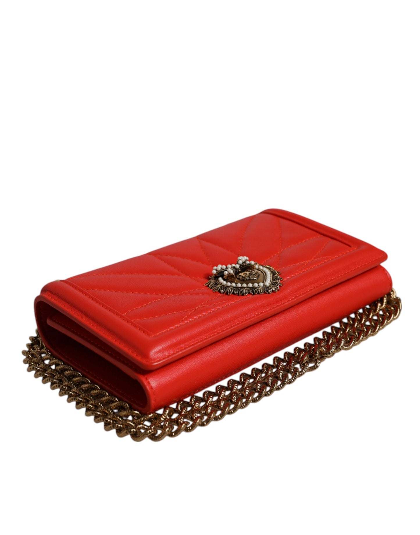Dolce & Gabbana Red Quilted Devotion Crossbody Chain Phone Cover Bag Curated Luxury Accessories by Orvyn