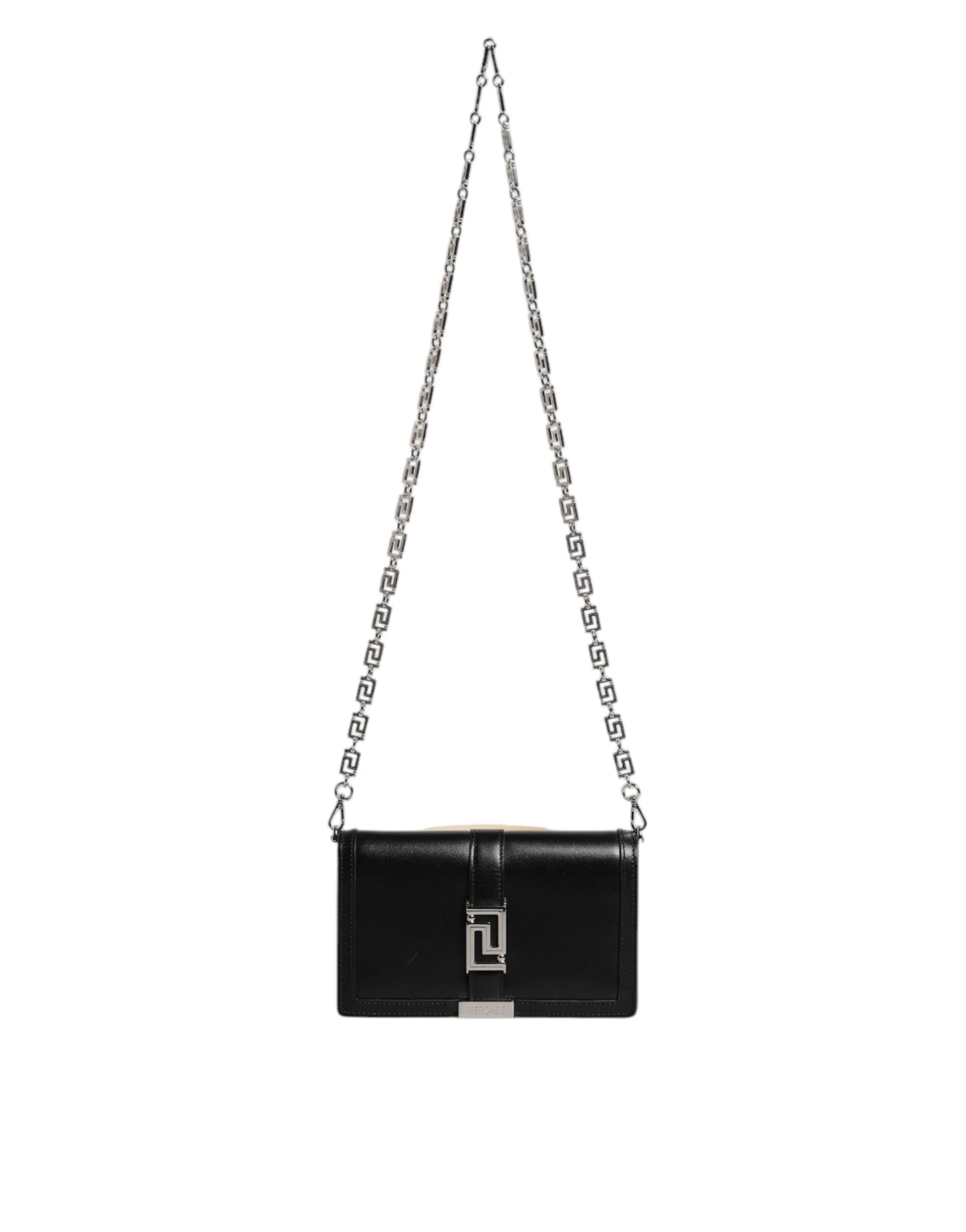 Versace Black Calfskin Leather Chain Strap Shoulder Crossbody Bag Curated Luxury Accessories by Orvyn