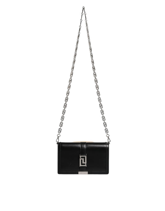 Versace Black Calfskin Leather Chain Strap Shoulder Crossbody Bag Curated Luxury Accessories by Orvyn