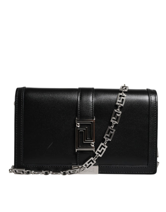 Versace Black Calfskin Leather Chain Strap Shoulder Crossbody Bag Curated Luxury Accessories by Orvyn