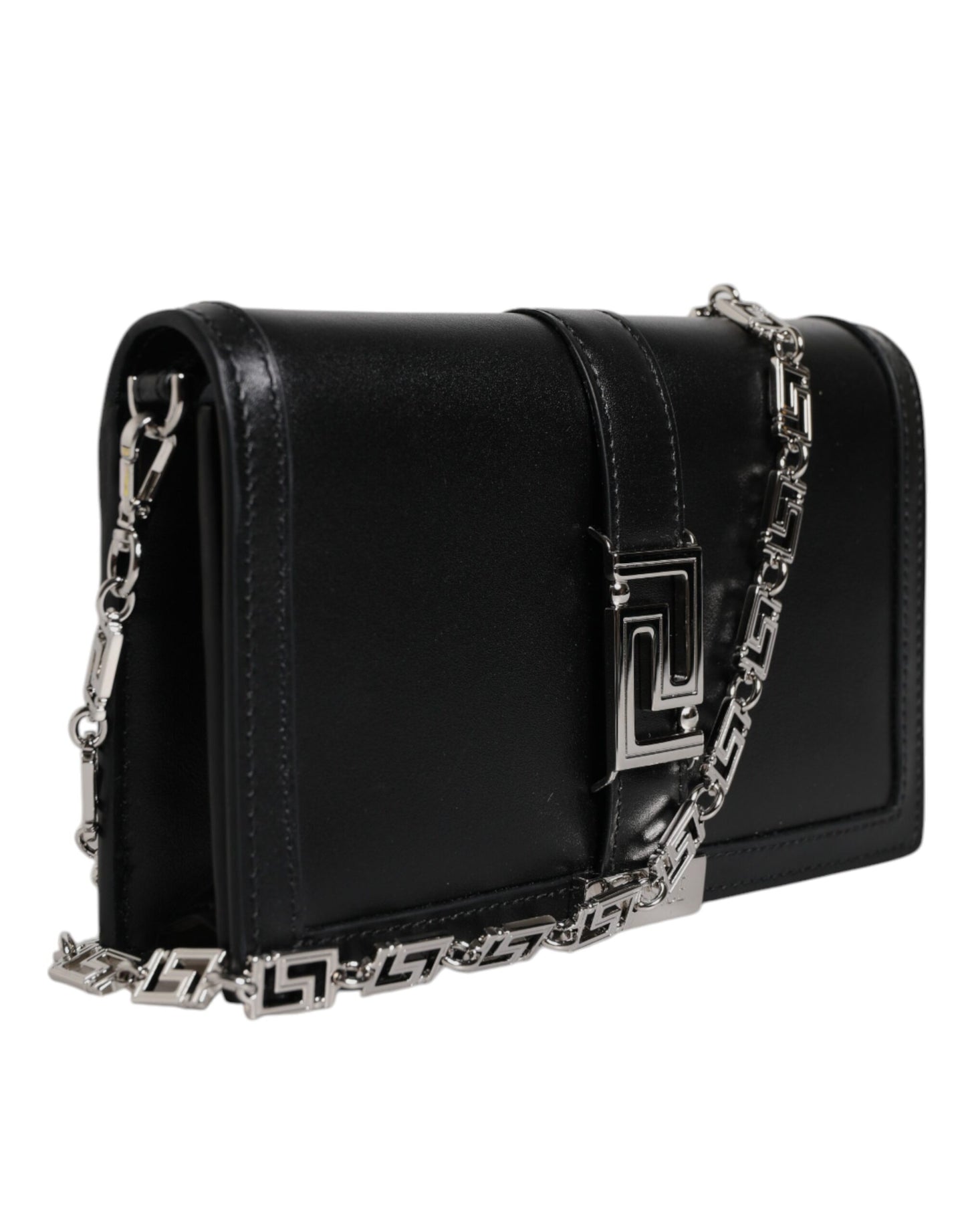 Versace Black Calfskin Leather Chain Strap Shoulder Crossbody Bag Curated Luxury Accessories by Orvyn