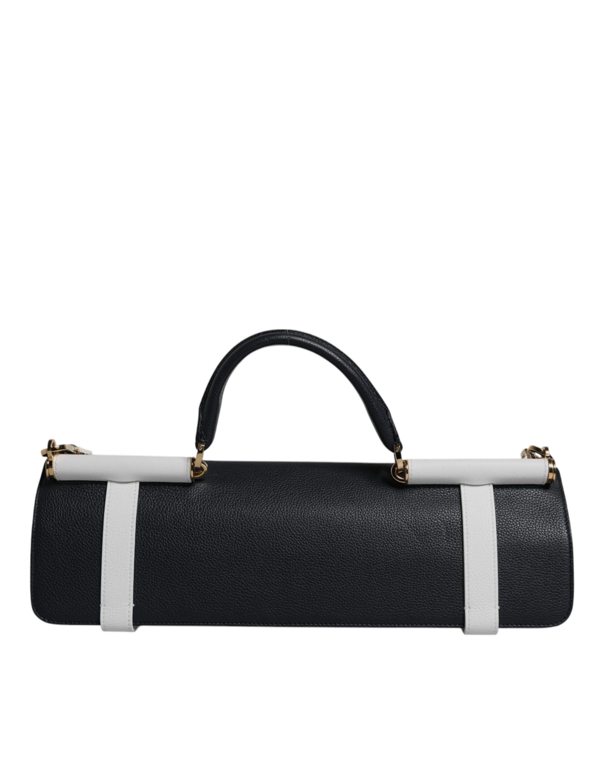 Dolce & Gabbana Blue White Calfskin Leather Crossbody Shoulder Bag Curated Luxury Accessories by Orvyn