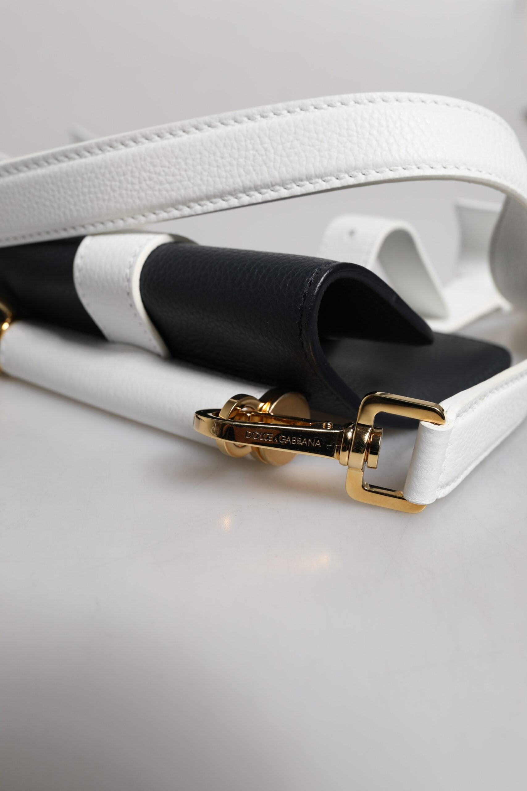Dolce & Gabbana Blue White Calfskin Leather Crossbody Shoulder Bag Curated Luxury Accessories by Orvyn