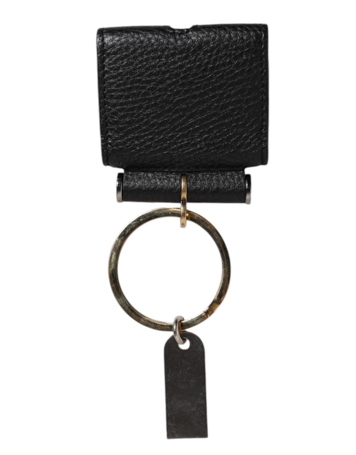Dolce & Gabbana Black Leather Strap Gold Metal Logo Plaque Airpods Case Curated Luxury Accessories by Orvyn