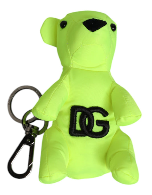 Dolce & Gabbana Green Bear Embroidered Logo Keychain Clasp Keyring grun
