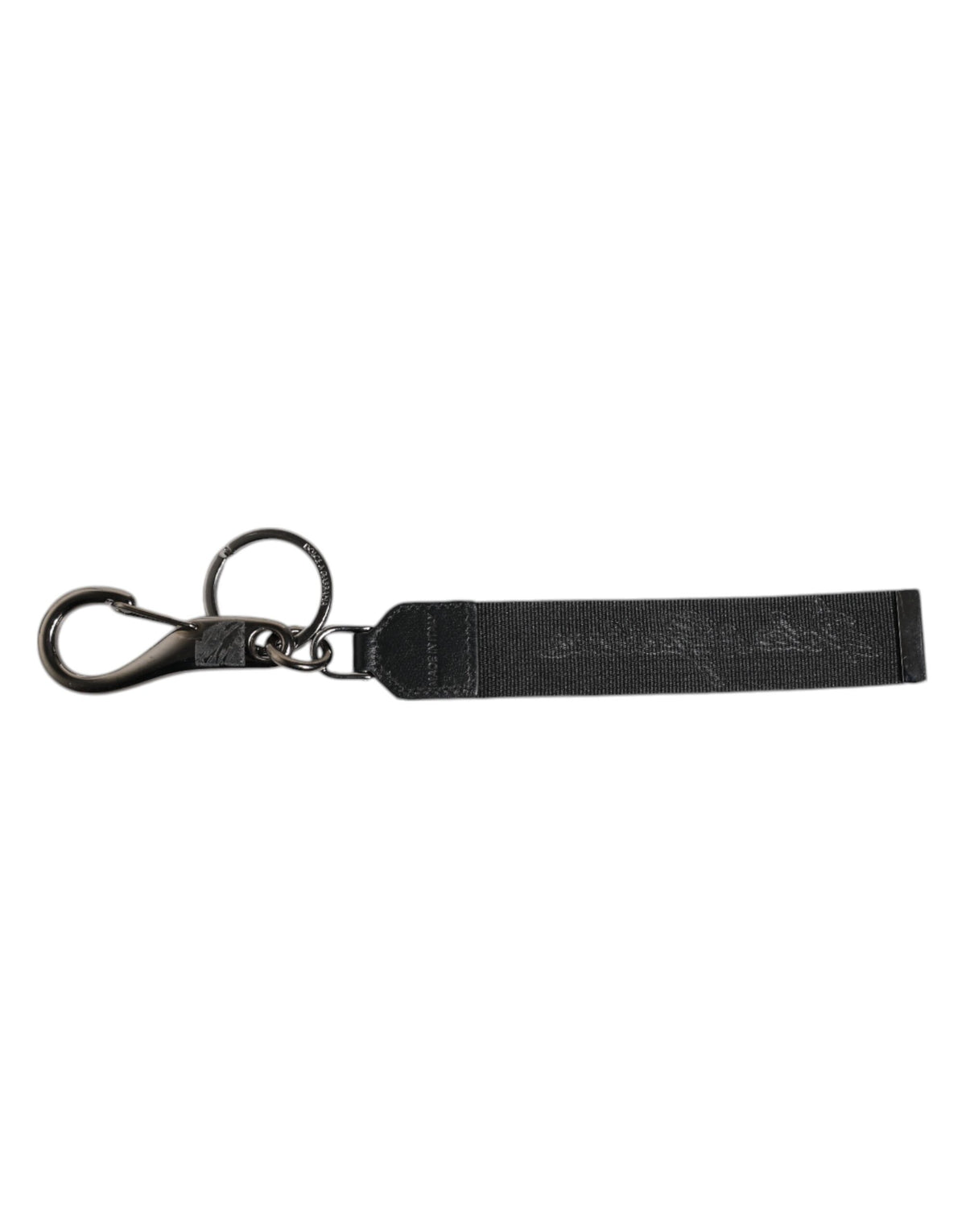 Dolce & Gabbana Black White DG Logo Silver Men Keychain Polyester Keyring schwarz