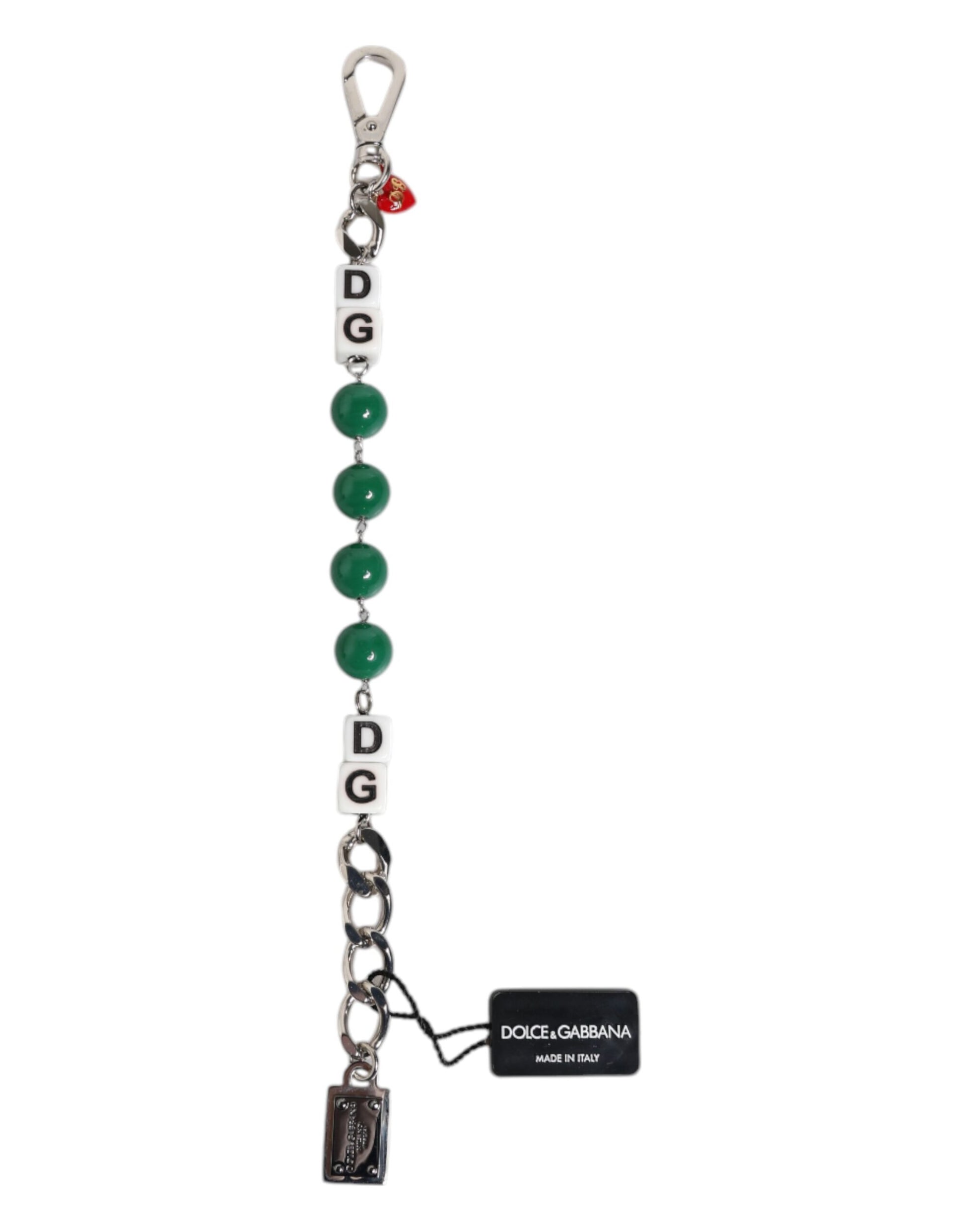 Dolce & Gabbana Silver Tone Brass Bead Dice Logo Embellish Charm Bracelet Curated Luxury Accessories by Orvyn