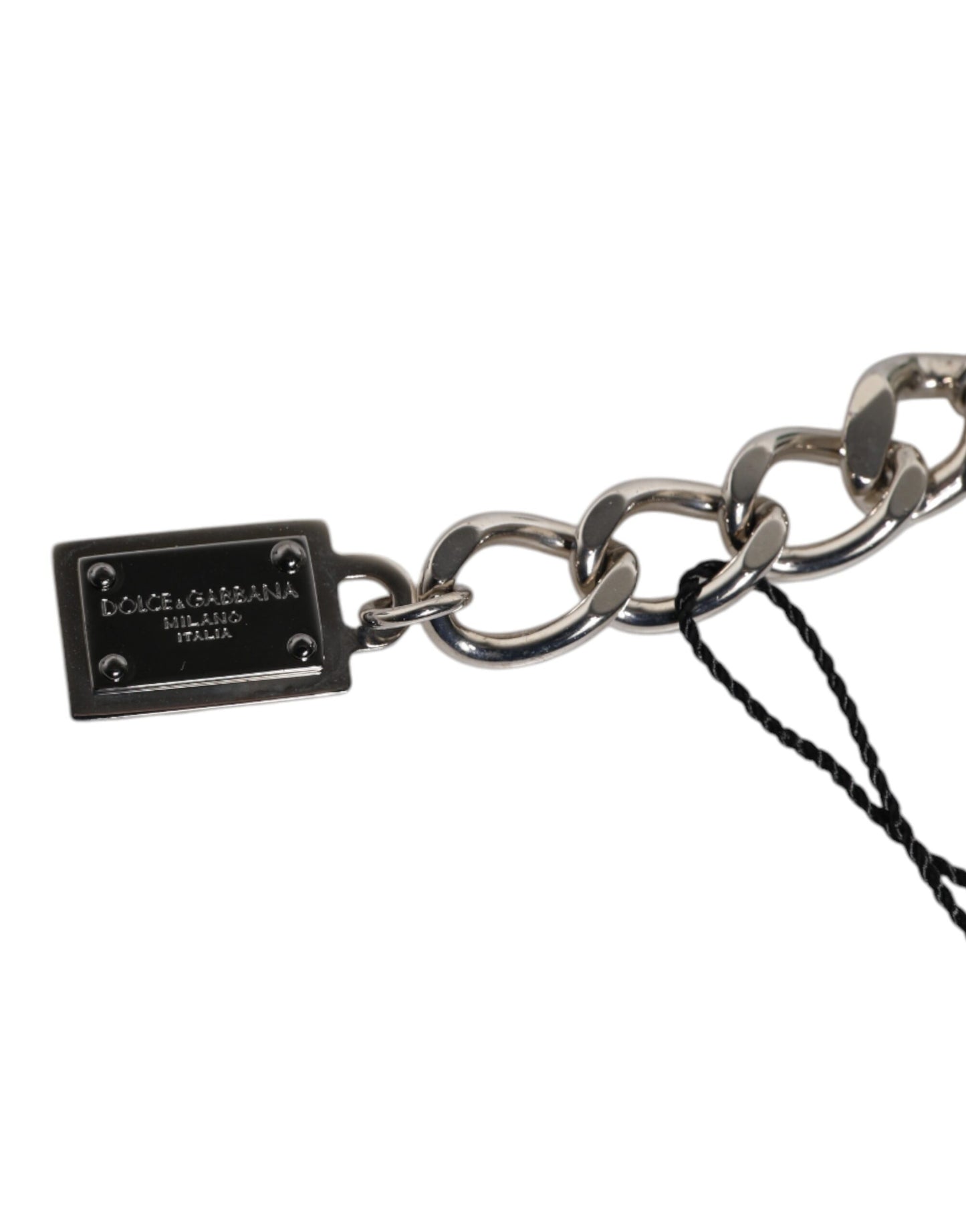 Dolce & Gabbana Silver Tone Brass Bead Dice Logo Embellish Charm Bracelet Curated Luxury Accessories by Orvyn