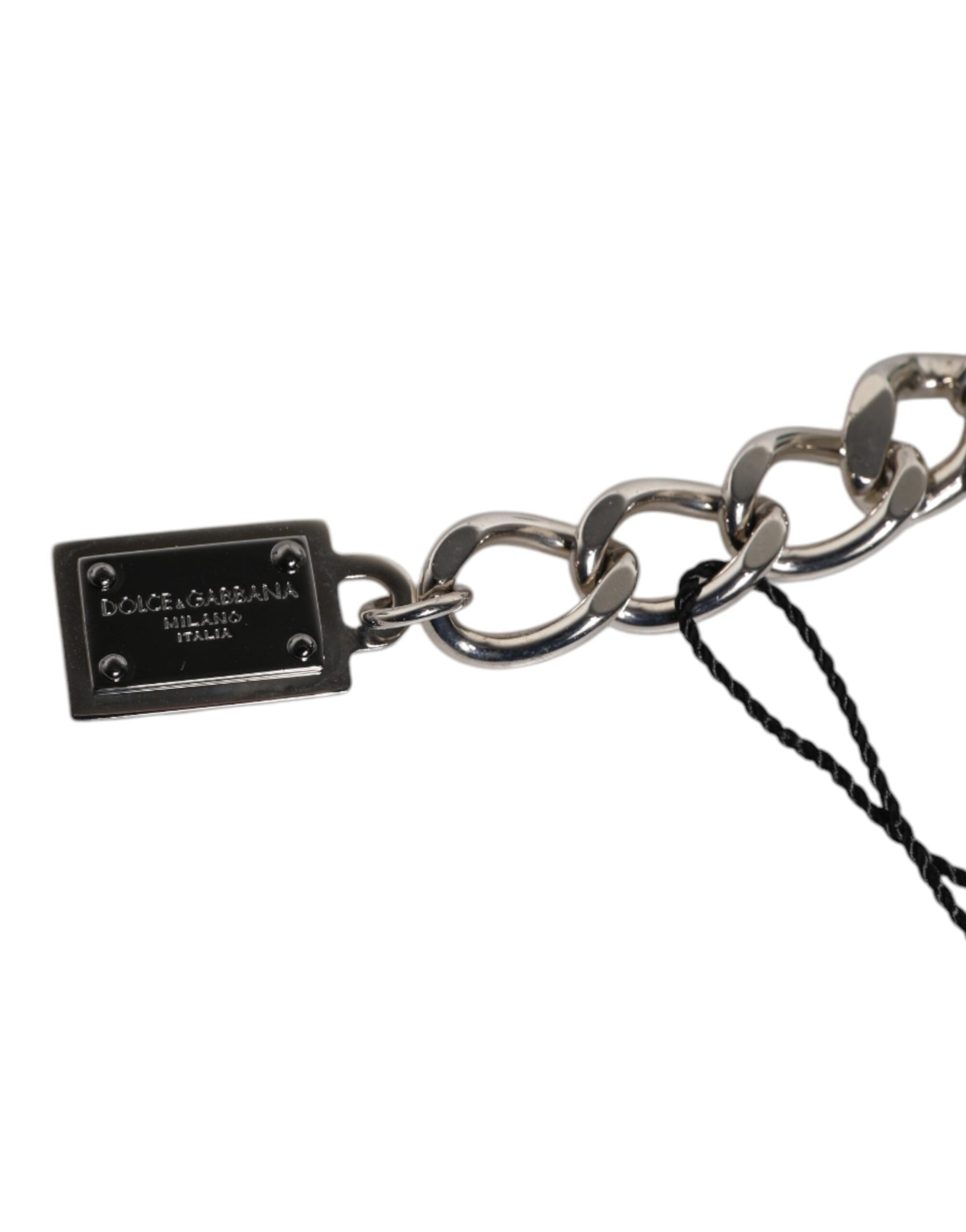 Dolce & Gabbana Silver Tone Brass Bead Dice Logo Embellish Charm Bracelet Curated Luxury Accessories by Orvyn