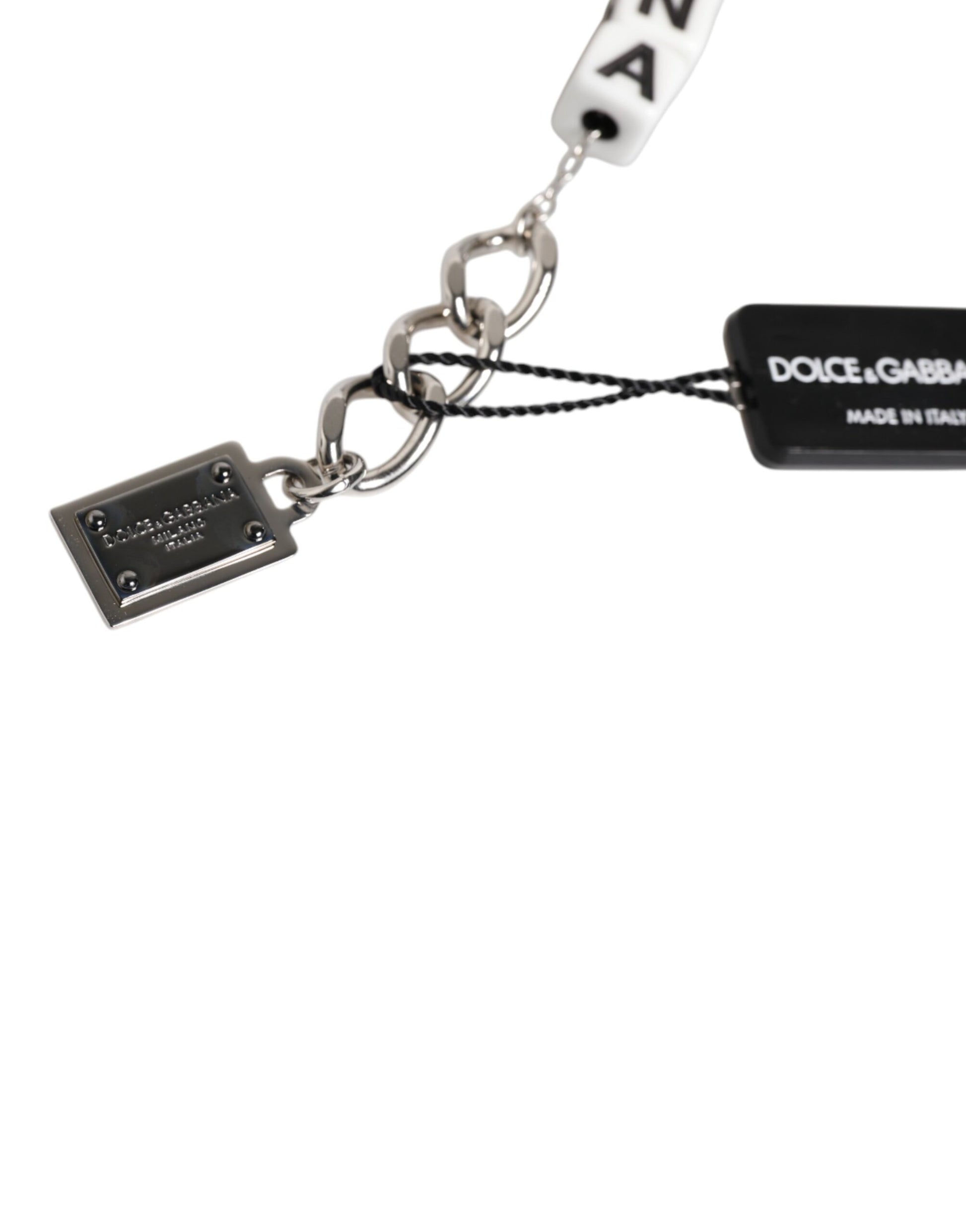 Dolce & Gabbana Silver Brass Chain Dice Logo Embellished Charm Bracelet Curated Luxury Accessories by Orvyn