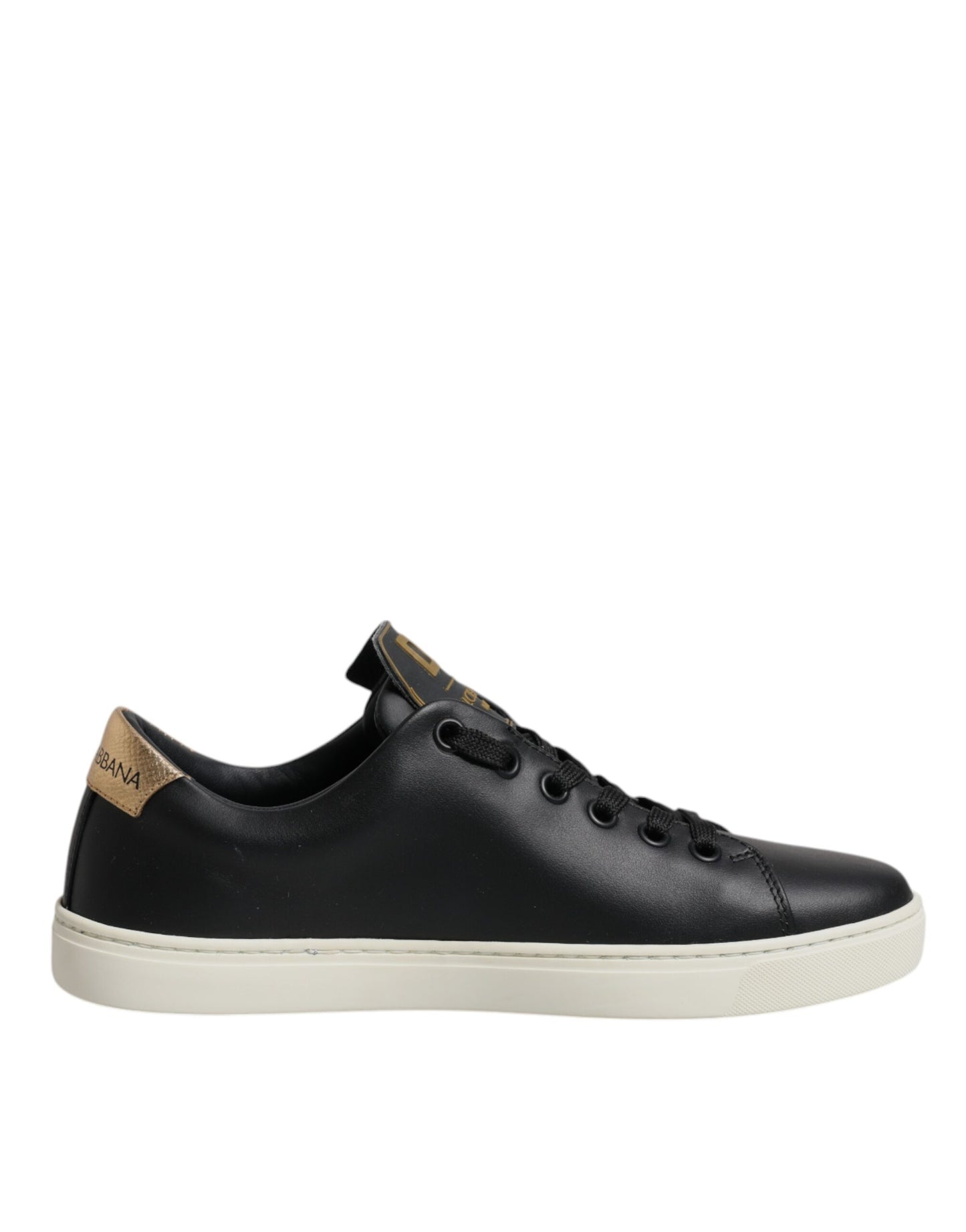 Dolce & Gabbana Black Leather Gold Red Heart Sneakers Shoes Curated Luxury Accessories by Orvyn