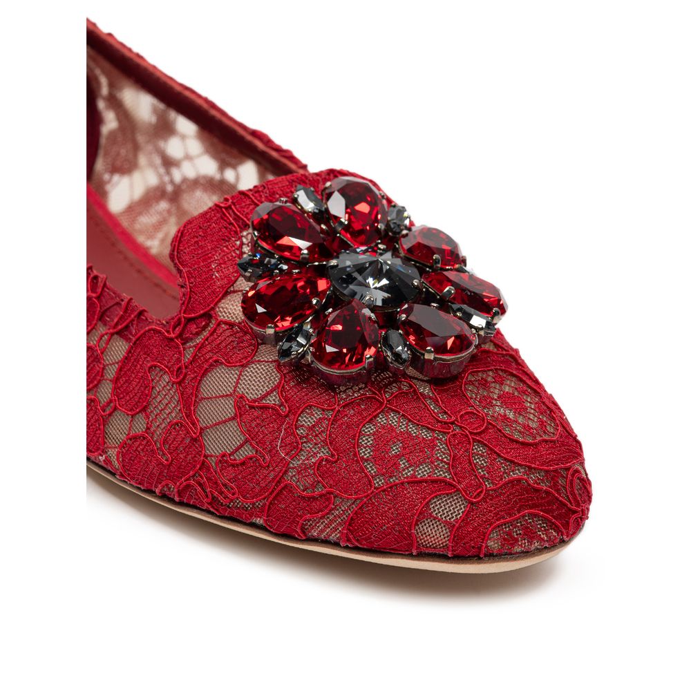 Dolce & Gabbana Red Viscose Ballet Flats Curated Luxury Accessories by Orvyn