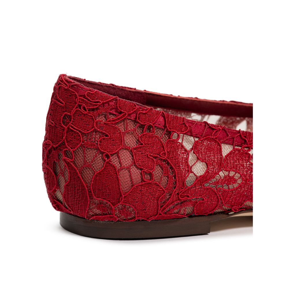 Dolce & Gabbana Red Viscose Ballet Flats Curated Luxury Accessories by Orvyn