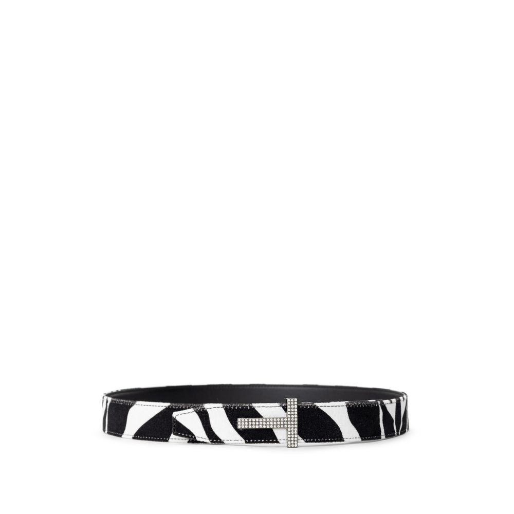 Tom Ford Black And White Leather Regular Belt Curated Luxury Accessories by Orvyn