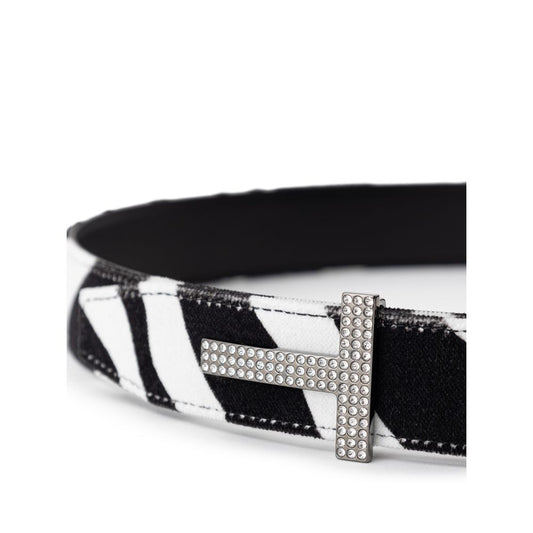 Tom Ford Black And White Leather Regular Belt Curated Luxury Accessories by Orvyn
