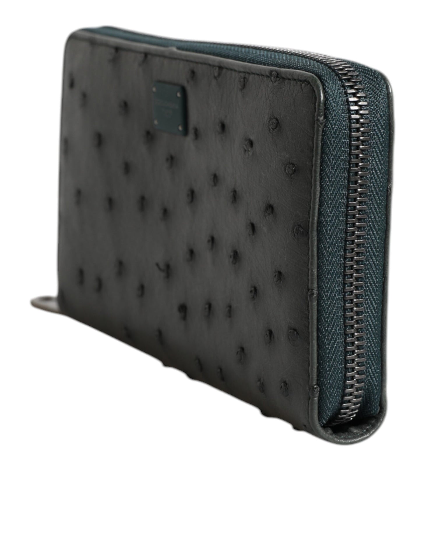 Dolce & Gabbana Green Ostrich Logo Plaque Zip Around Continental Wallet Curated Luxury Accessories by Orvyn