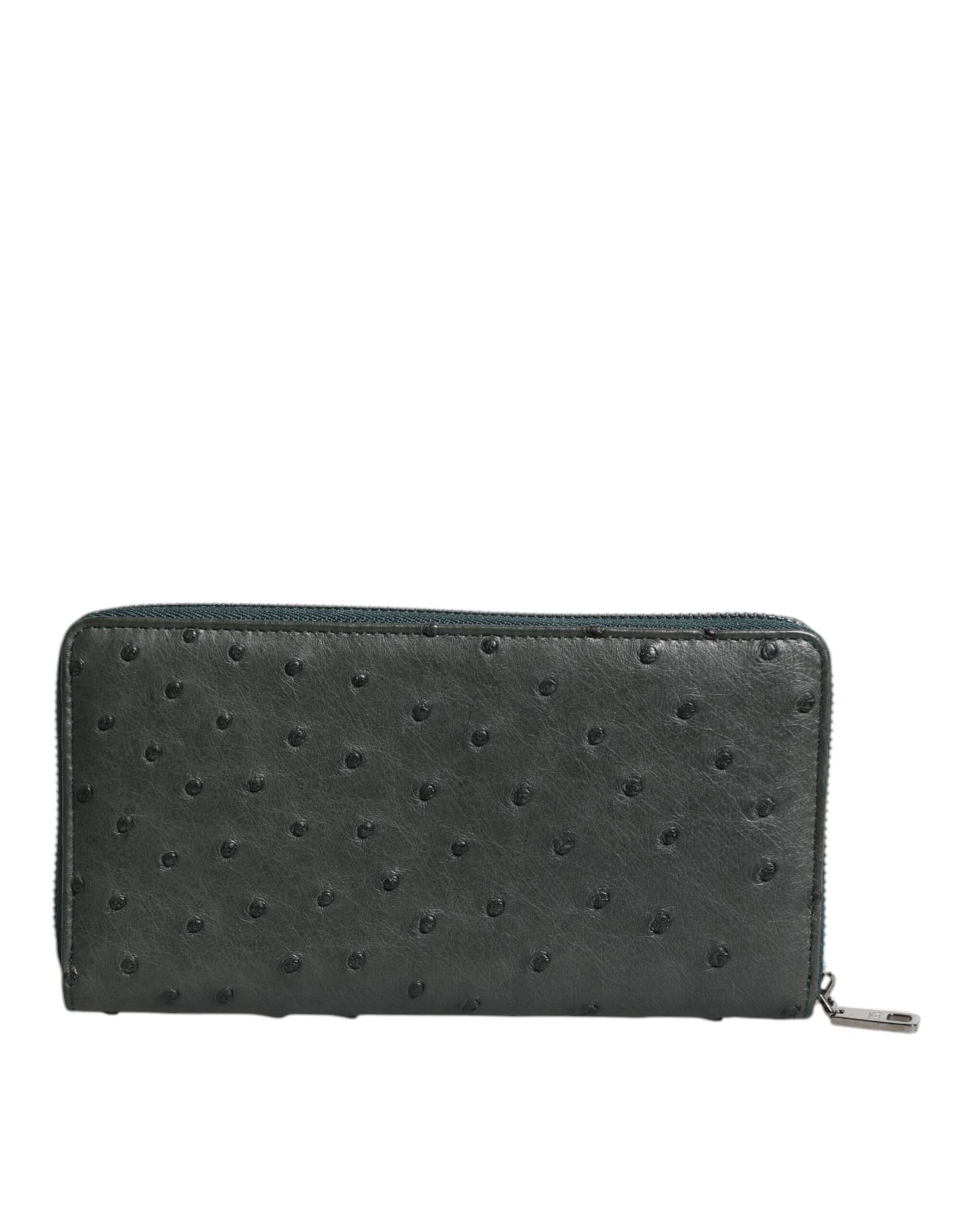 Dolce & Gabbana Green Ostrich Logo Plaque Zip Around Continental Wallet Curated Luxury Accessories by Orvyn