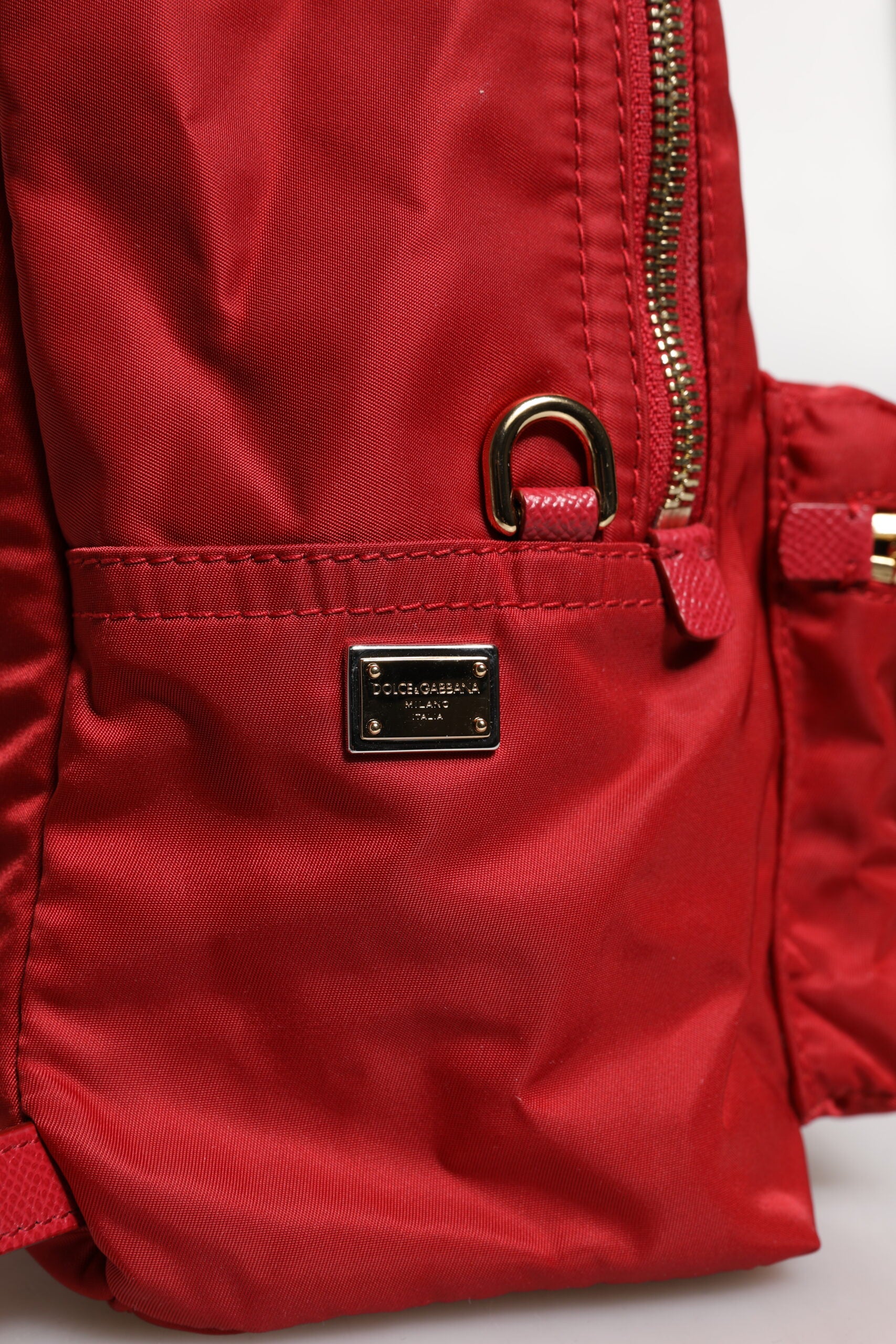 Dolce & Gabbana Red #DGFAMILY VULCANO Embellishment Backpack Bag Curated Luxury Accessories by Orvyn