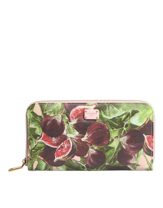 Dolce & Gabbana Multicolor Fig Fruit Dauphine Leather Zip Around Continental Wallet Curated Luxury Accessories by Orvyn