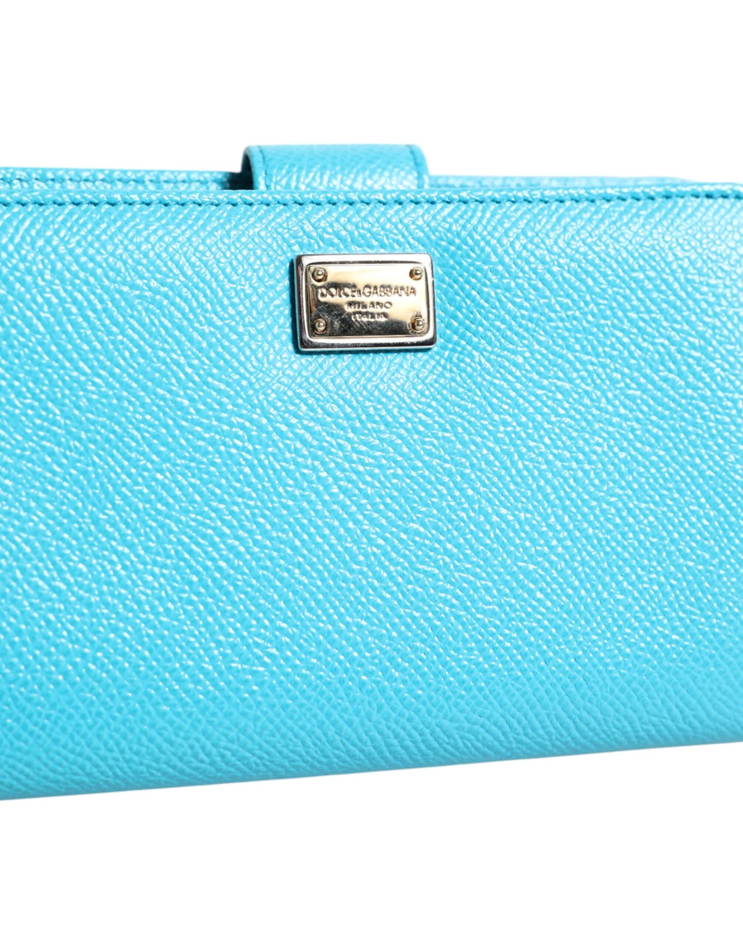 Dolce & Gabbana Light Blue Leather Bifold Continental Clutch Wallet Curated Luxury Accessories by Orvyn