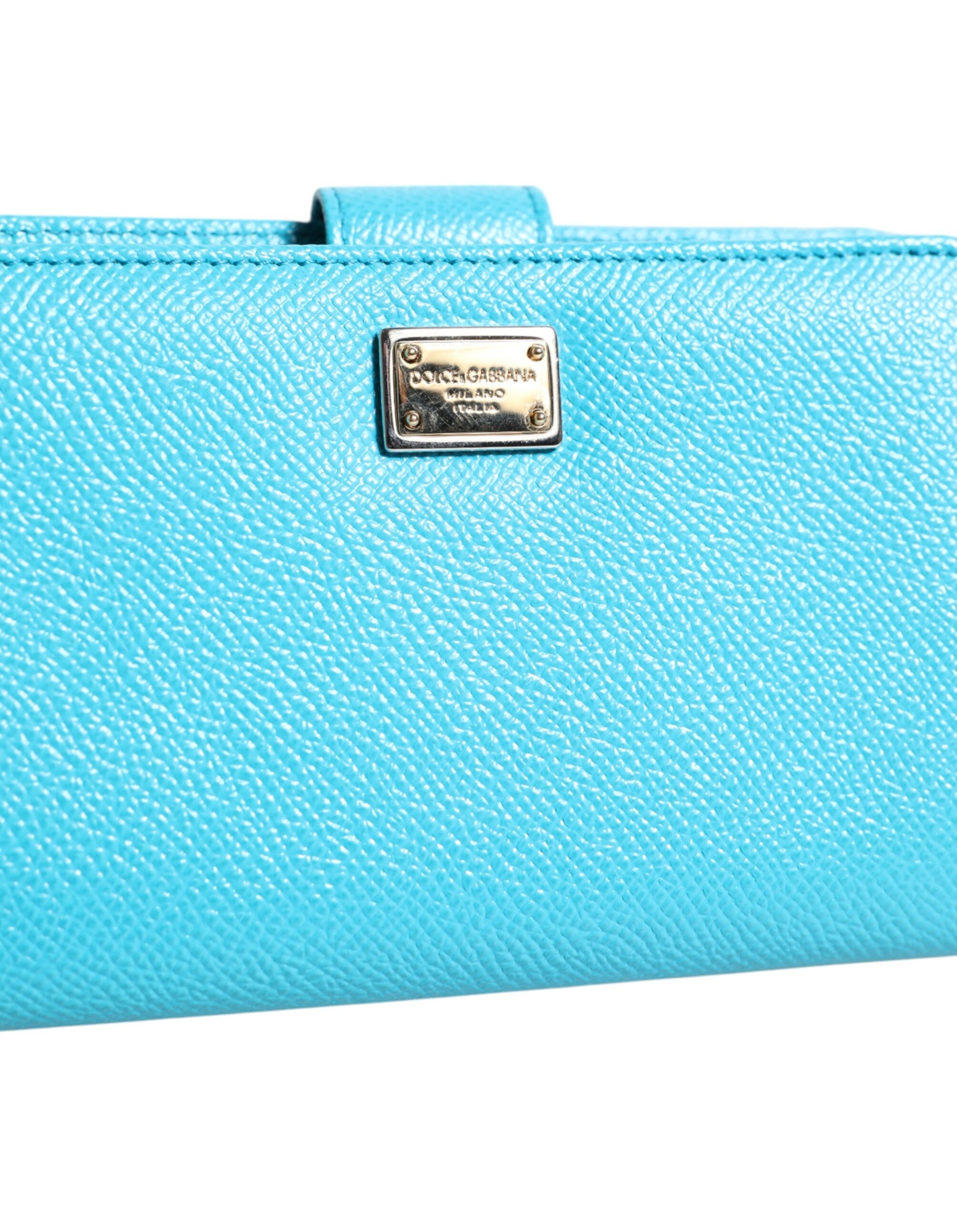 Dolce & Gabbana Light Blue Leather Bifold Continental Clutch Wallet Curated Luxury Accessories by Orvyn
