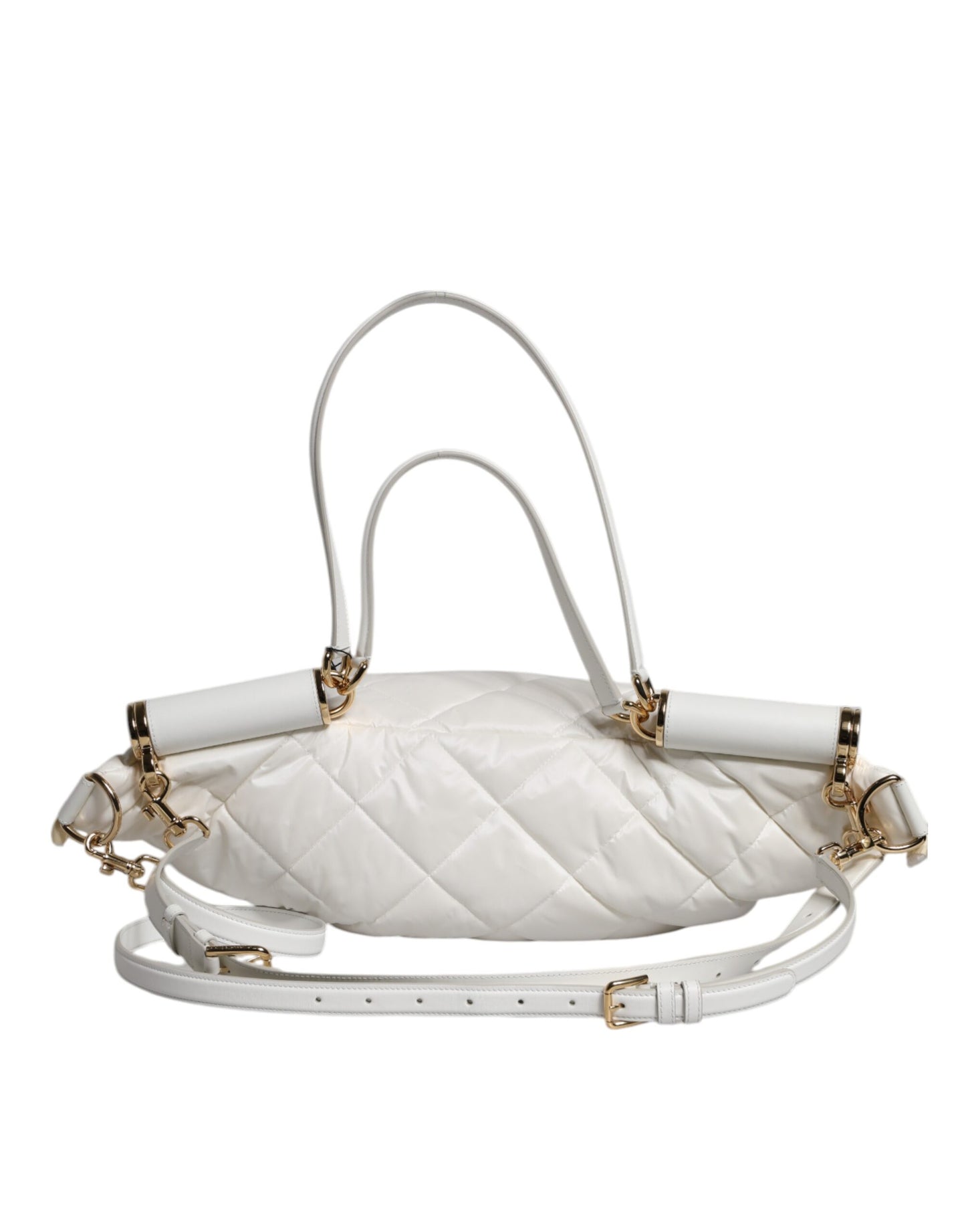 Dolce & Gabbana White Quilted Logo Plaque Belt Waist Fanny Pack Bag Curated Luxury Accessories by Orvyn