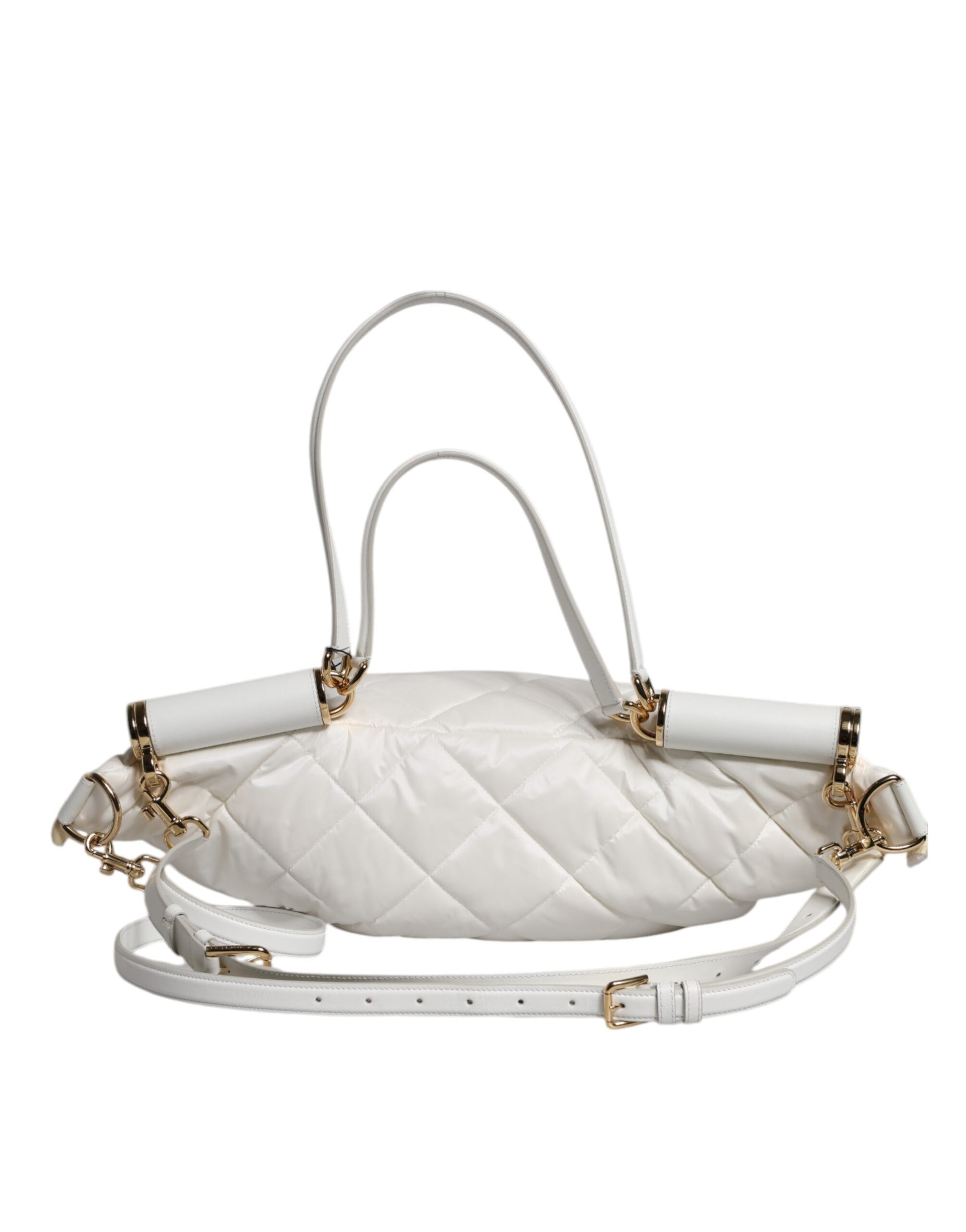Dolce & Gabbana White Quilted Logo Plaque Belt Waist Fanny Pack Bag Curated Luxury Accessories by Orvyn