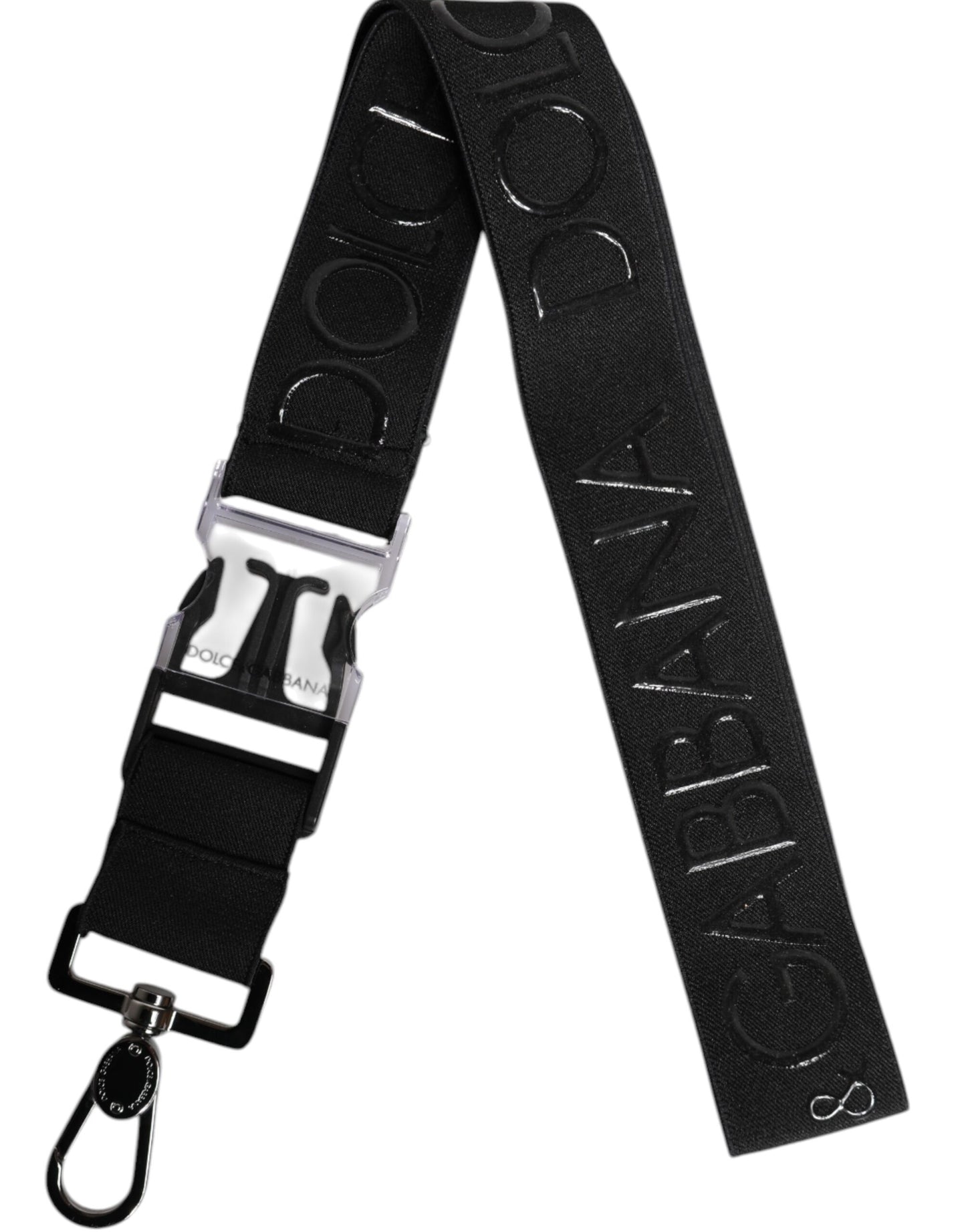 Dolce & Gabbana Black Stretch Polyester Rubberised DG Logo Keychain schwarz