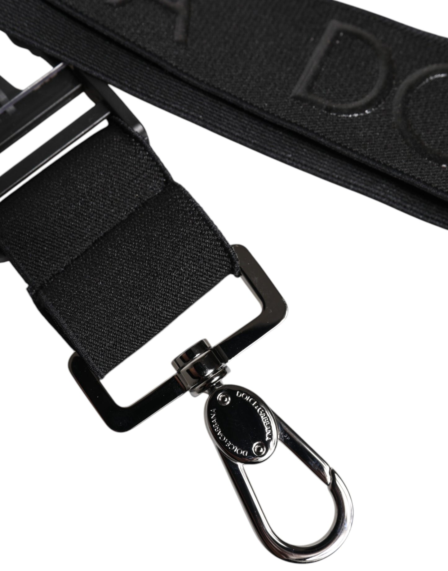 Dolce & Gabbana Black Stretch Polyester Rubberised DG Logo Keychain schwarz