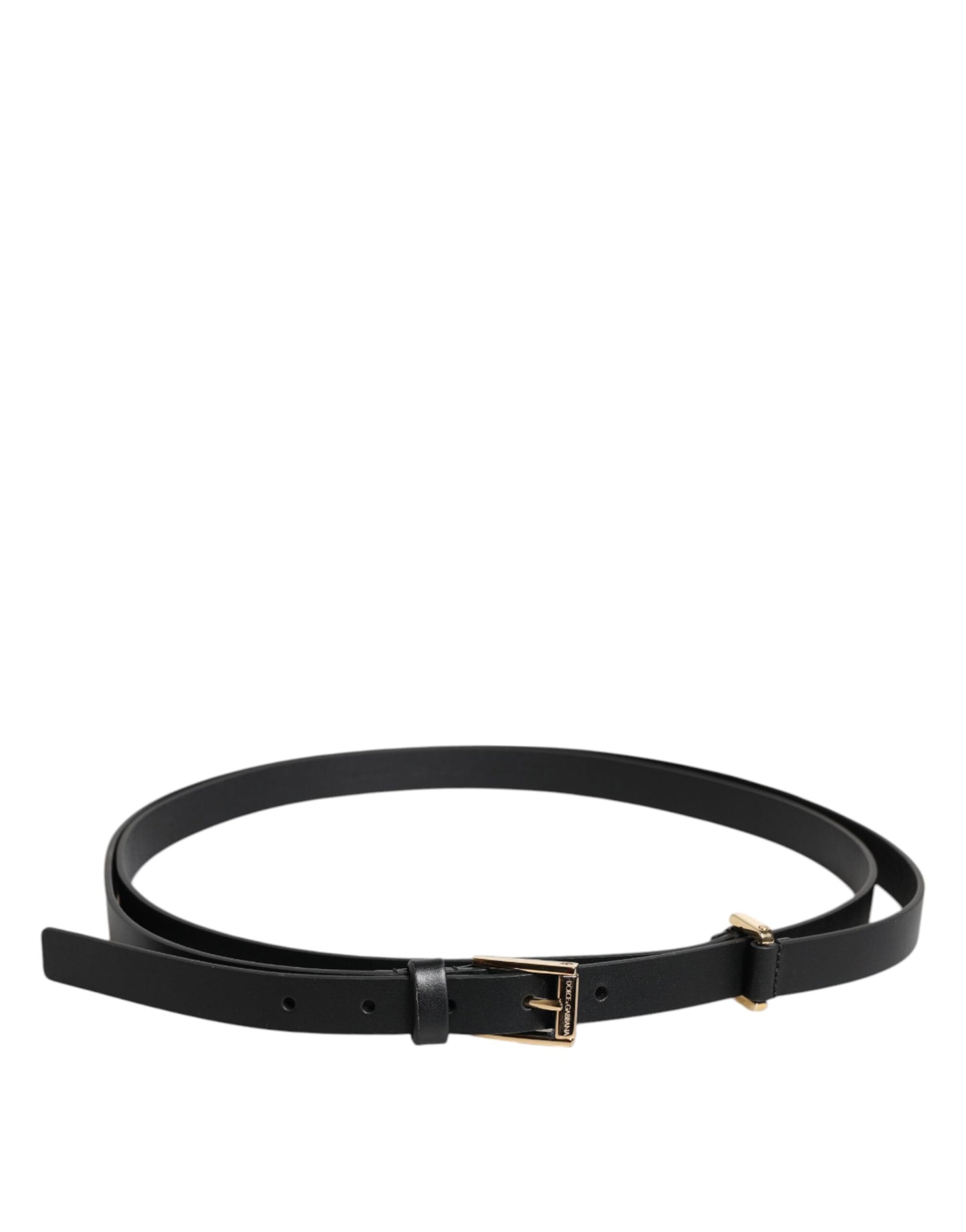 Dolce & Gabbana Black Calf Leather Gold Metal Buckle Belt Curated Luxury Accessories by Orvyn