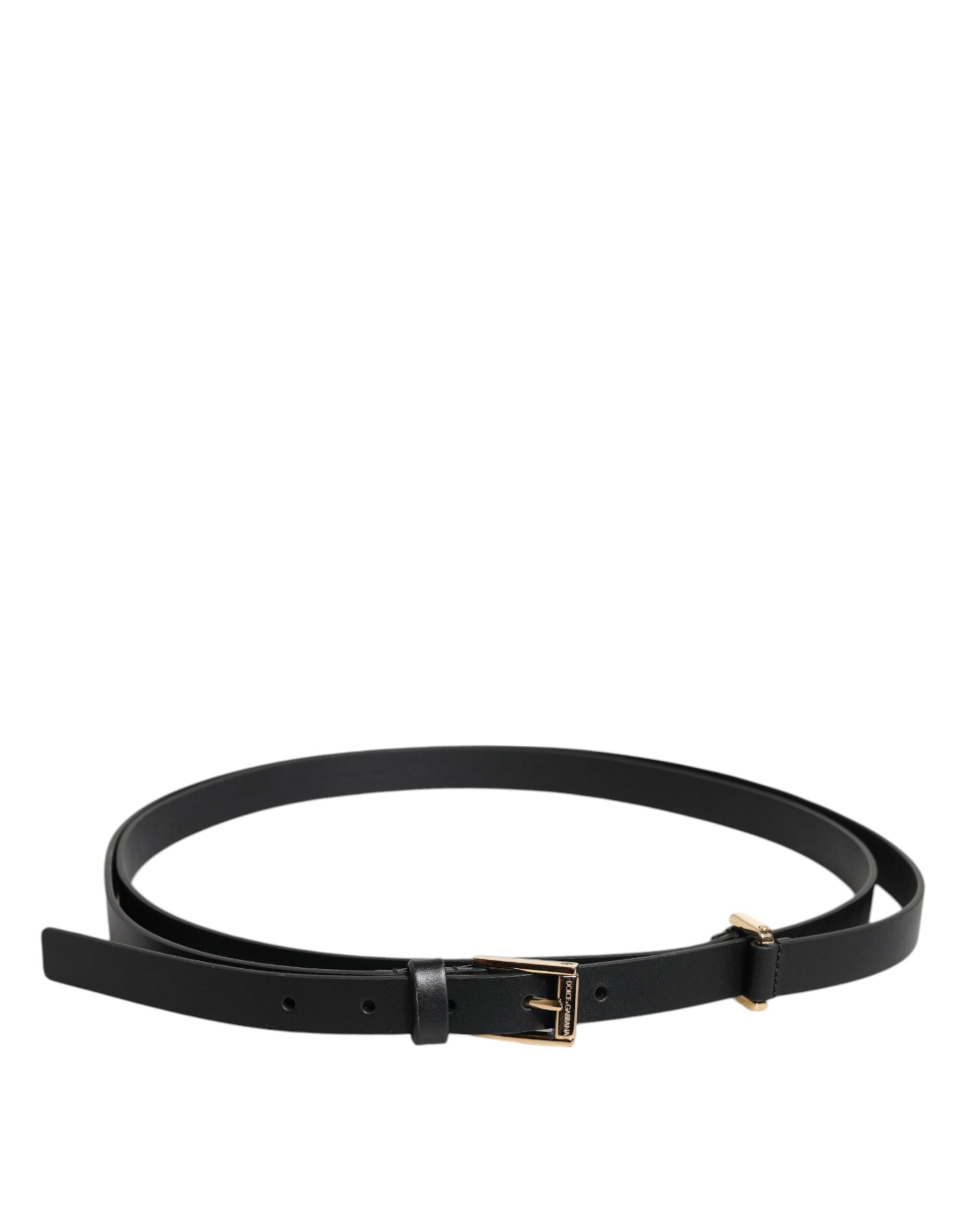 Dolce & Gabbana Black Calf Leather Gold Metal Buckle Belt Curated Luxury Accessories by Orvyn