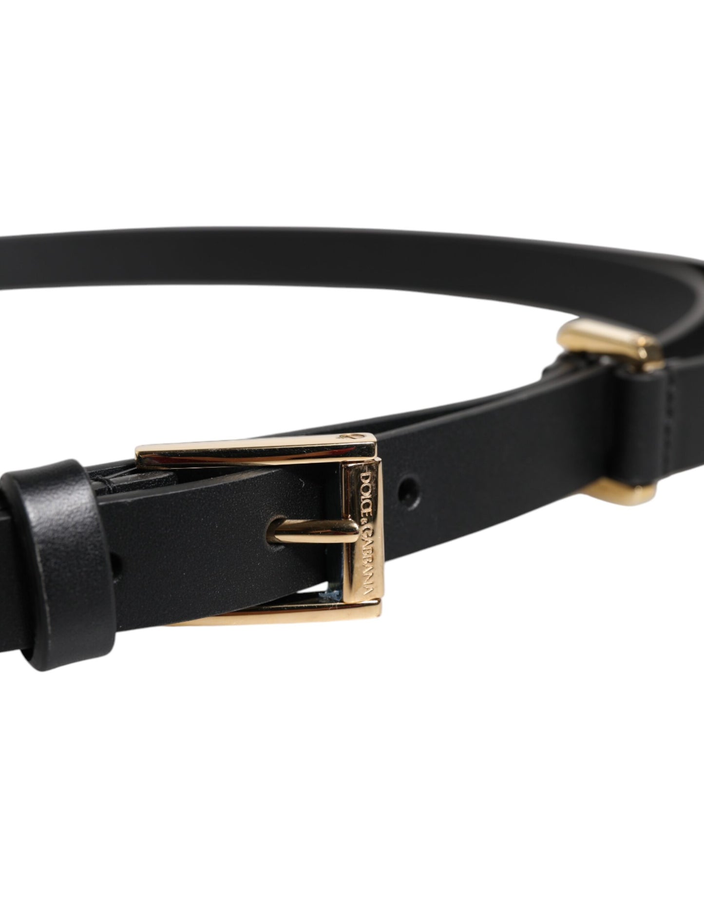 Dolce & Gabbana Black Calf Leather Gold Metal Buckle Belt Curated Luxury Accessories by Orvyn