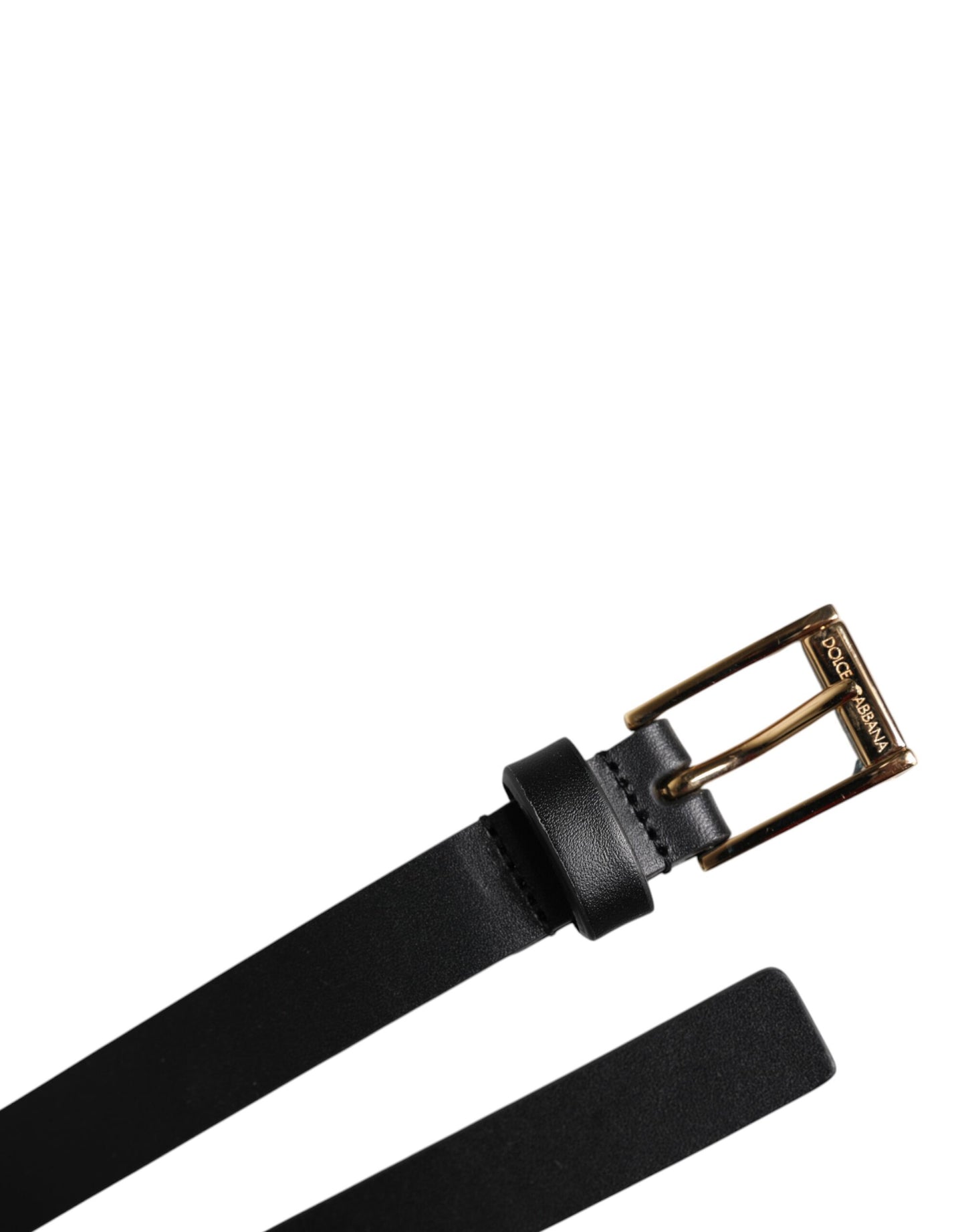 Dolce & Gabbana Black Calf Leather Gold Metal Buckle Belt Curated Luxury Accessories by Orvyn