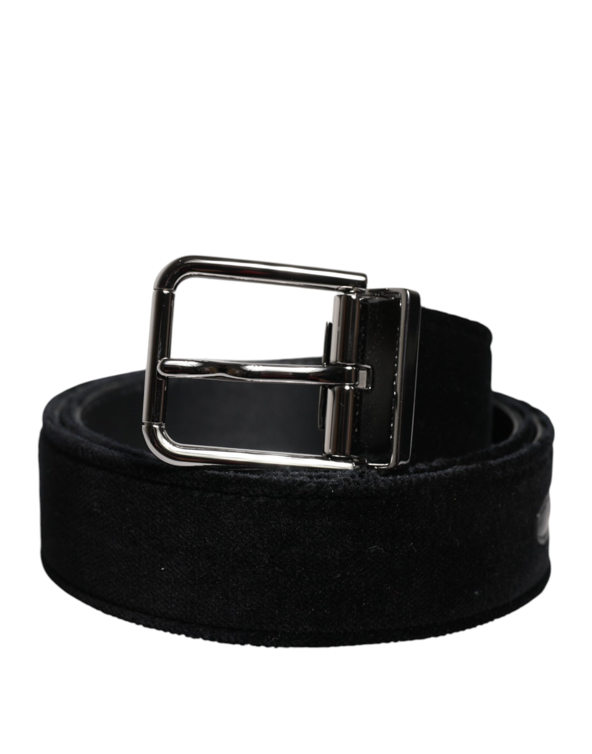 Dolce & Gabbana Black Cotton Silver Tone Metal Buckle Belt Curated Luxury Accessories by Orvyn