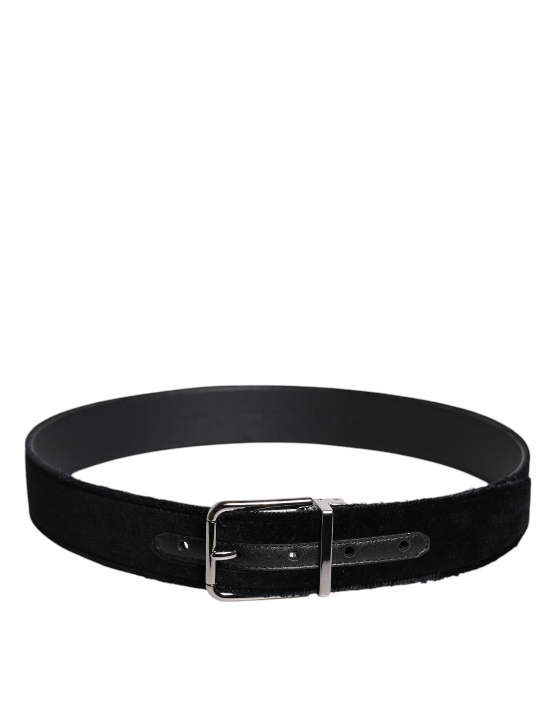 Dolce & Gabbana Black Cotton Silver Tone Metal Buckle Belt Curated Luxury Accessories by Orvyn