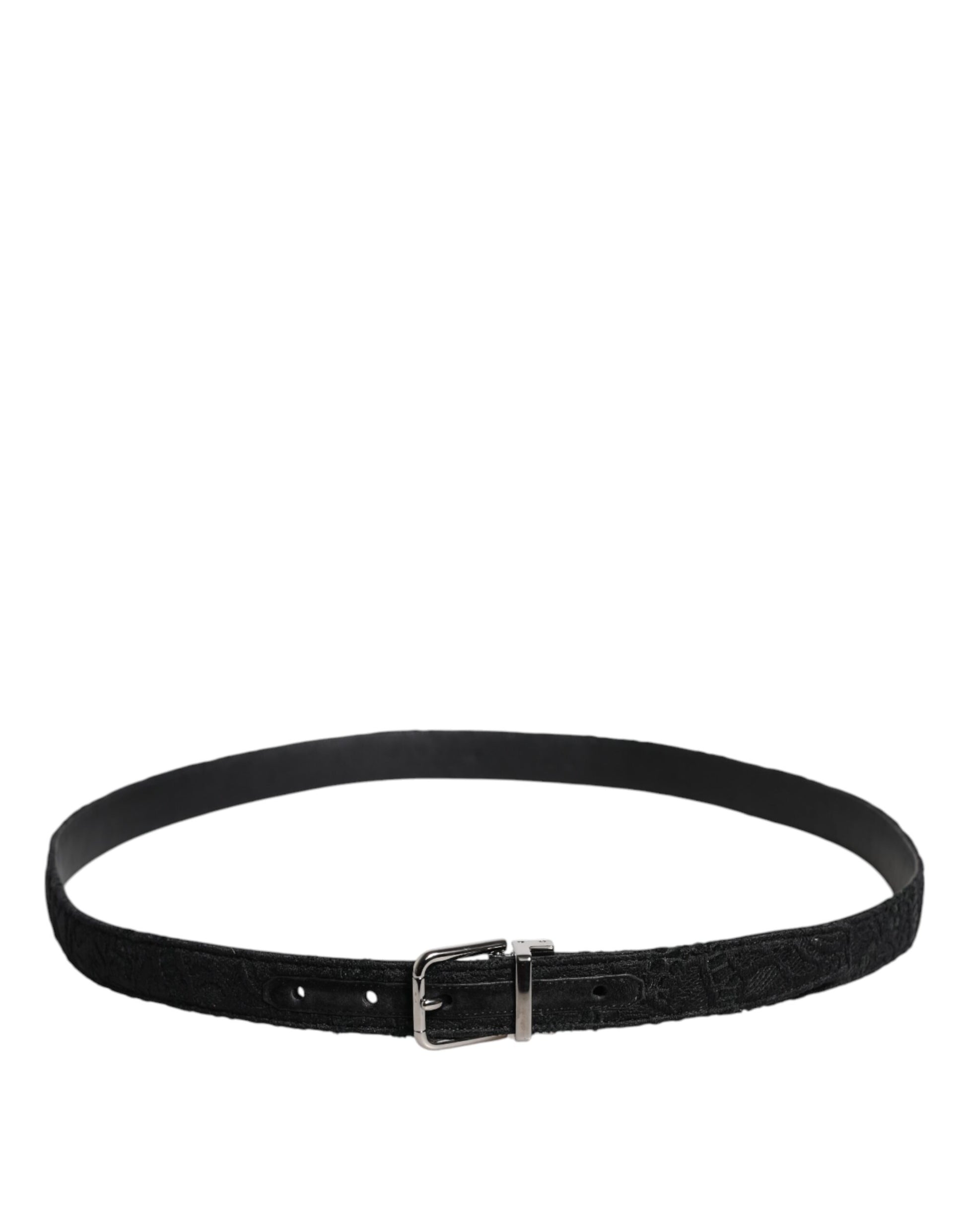 Dolce & Gabbana Black Cotton Blend Silver Metal Buckle Belt Curated Luxury Accessories by Orvyn