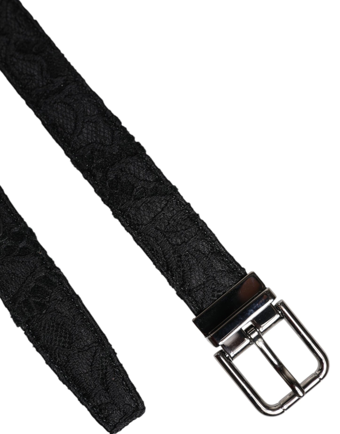 Dolce & Gabbana Black Cotton Blend Silver Metal Buckle Belt Curated Luxury Accessories by Orvyn