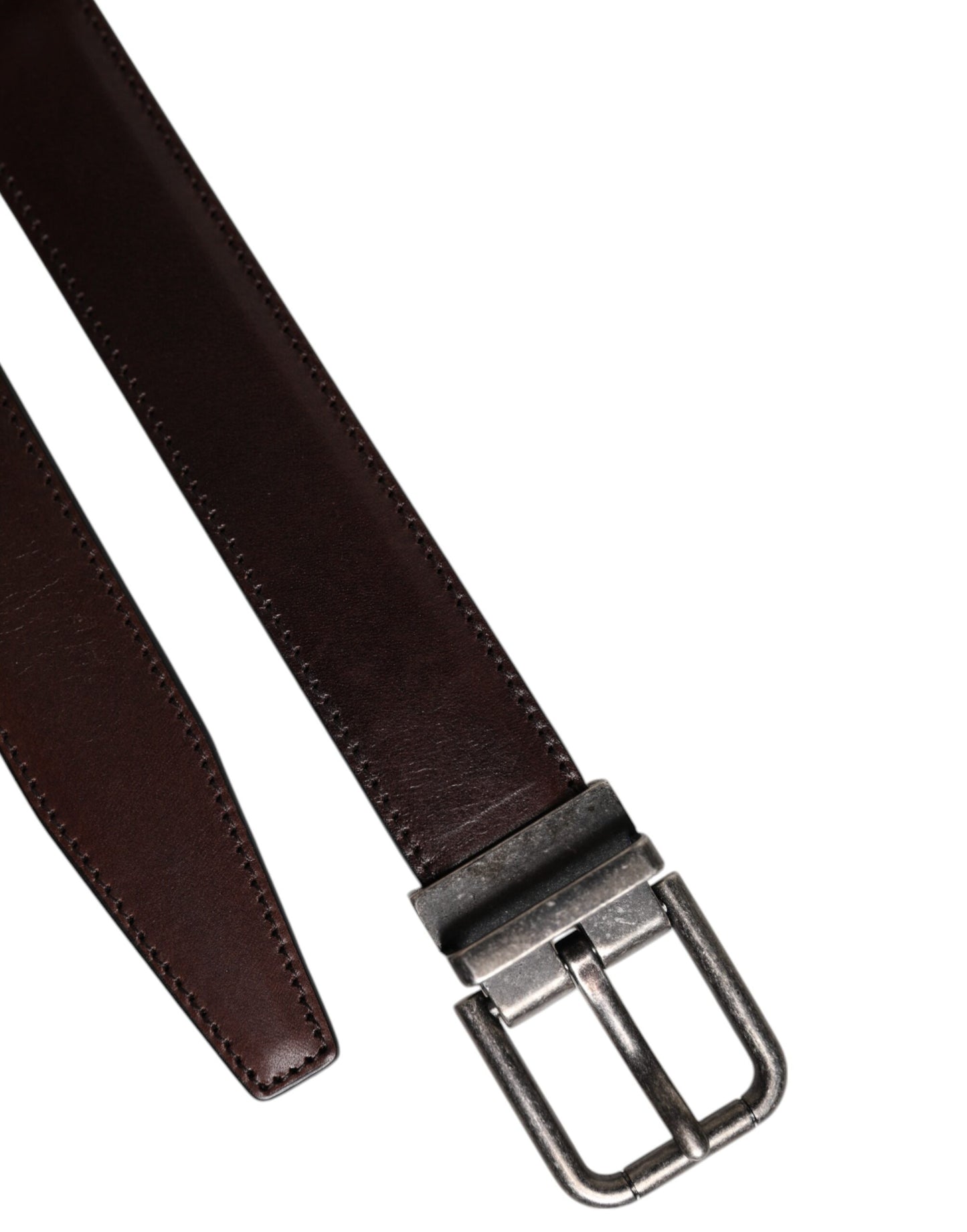 Dolce & Gabbana Brown Leather Silver Metal Buckle Belt Curated Luxury Accessories by Orvyn