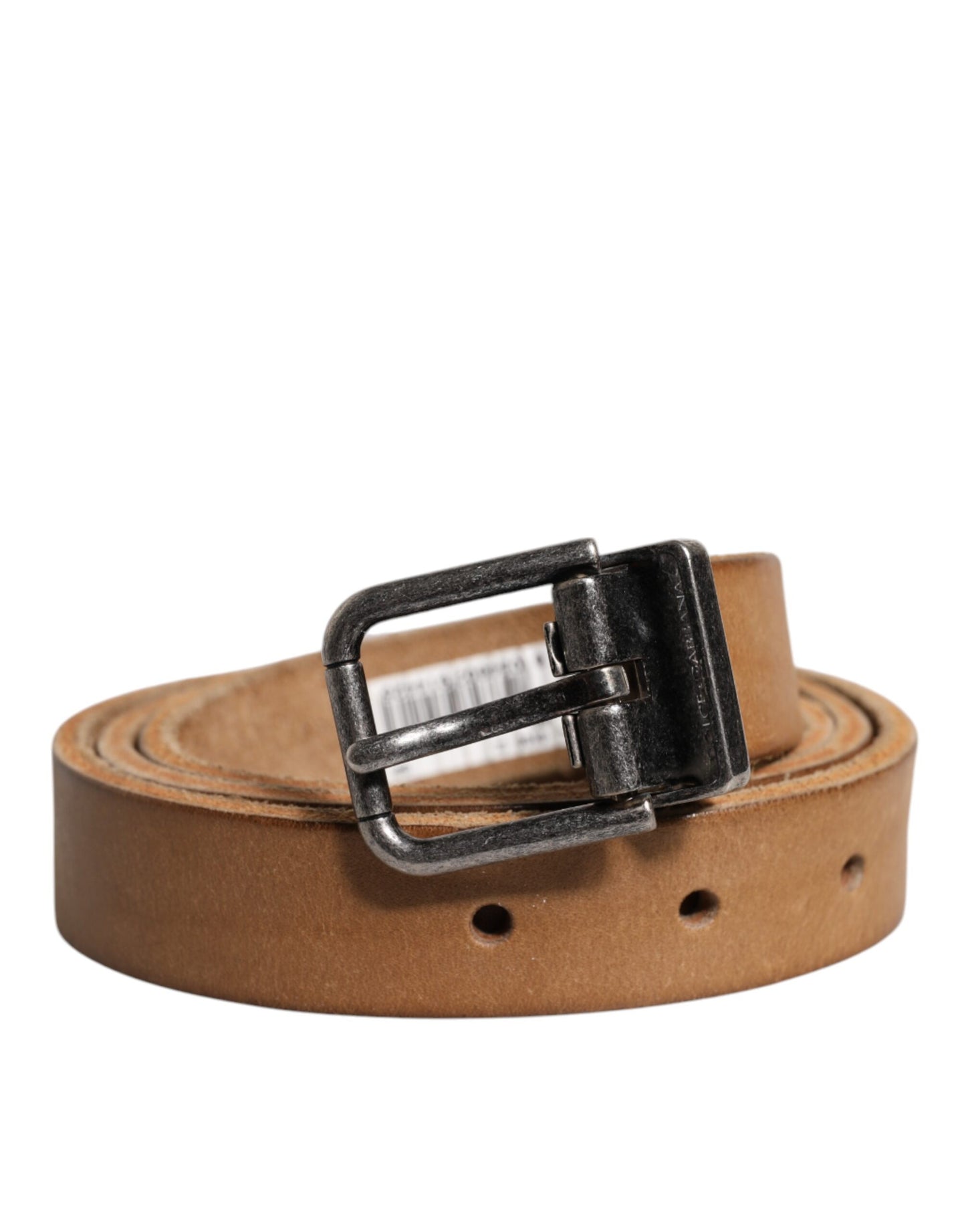 Dolce & Gabbana Brown Leather Silver Tone Metal Buckle Belt Curated Luxury Accessories by Orvyn
