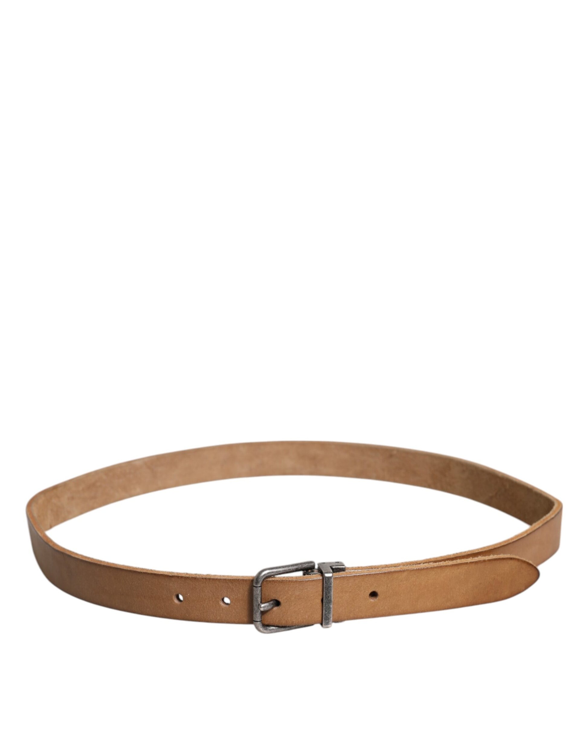 Dolce & Gabbana Brown Leather Silver Tone Metal Buckle Belt Curated Luxury Accessories by Orvyn