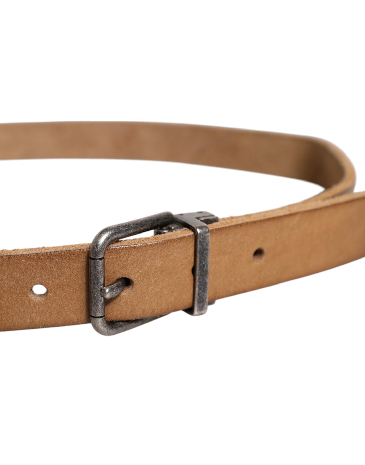 Dolce & Gabbana Brown Leather Silver Tone Metal Buckle Belt Curated Luxury Accessories by Orvyn