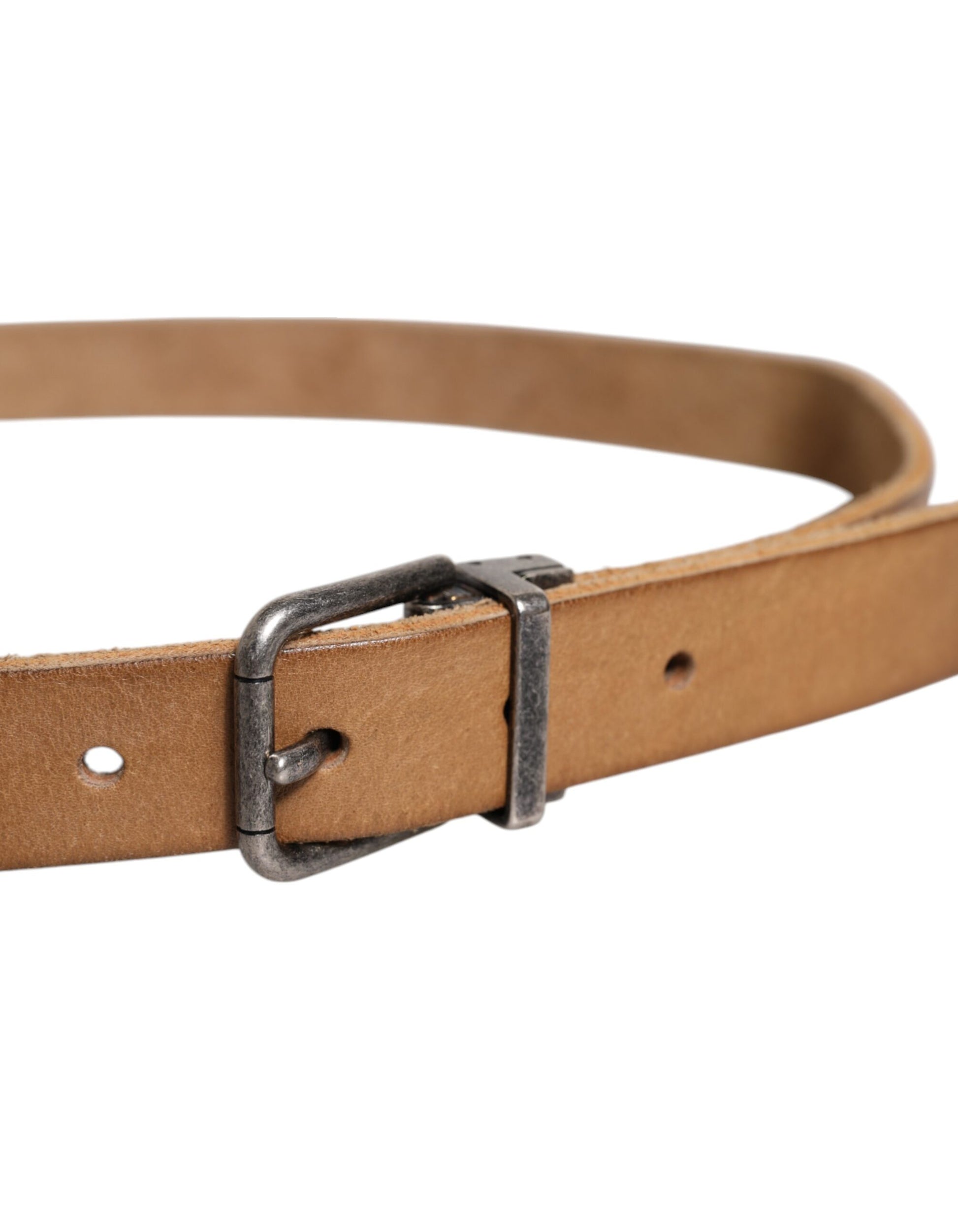 Dolce & Gabbana Brown Leather Silver Tone Metal Buckle Belt Curated Luxury Accessories by Orvyn