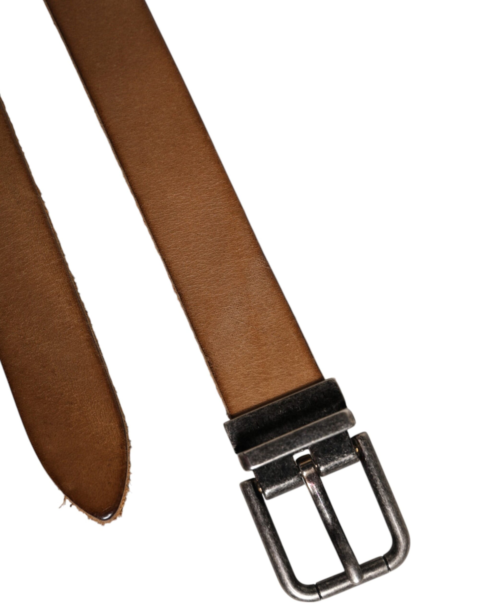 Dolce & Gabbana Brown Leather Silver Tone Metal Buckle Belt Curated Luxury Accessories by Orvyn