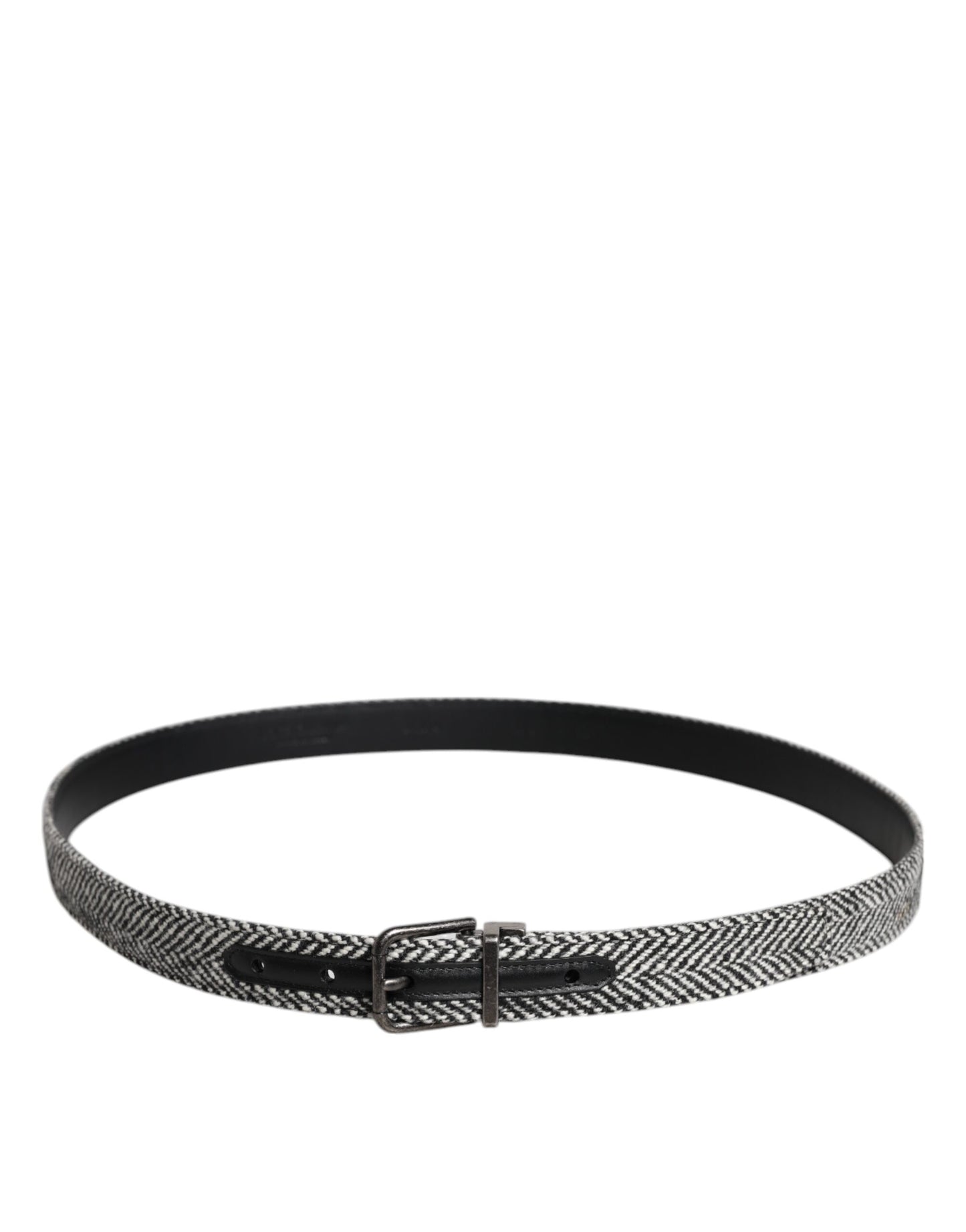 Dolce & Gabbana Black White Silver Tone Metal Buckle Belt schwarz