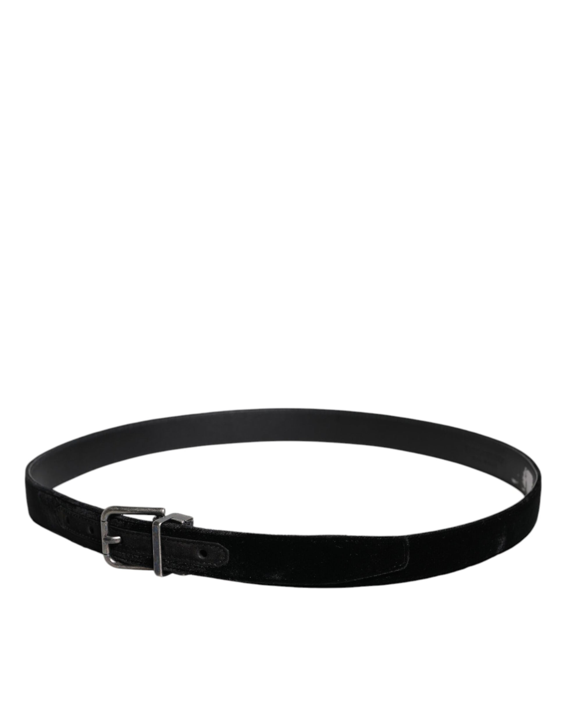 Dolce & Gabbana Black Leather Metal Buckle Classic Belt schwarz