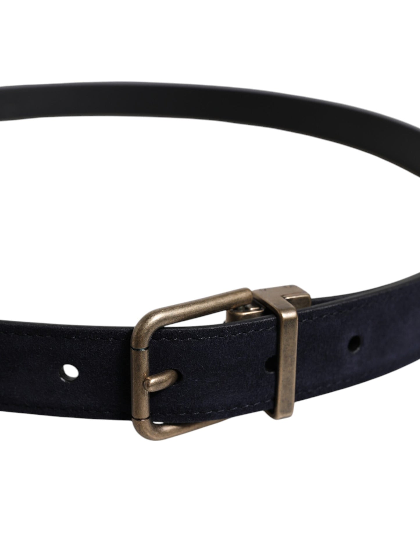 Dolce & Gabbana Black Goat Leather Metal Buckle Classic Belt schwarz